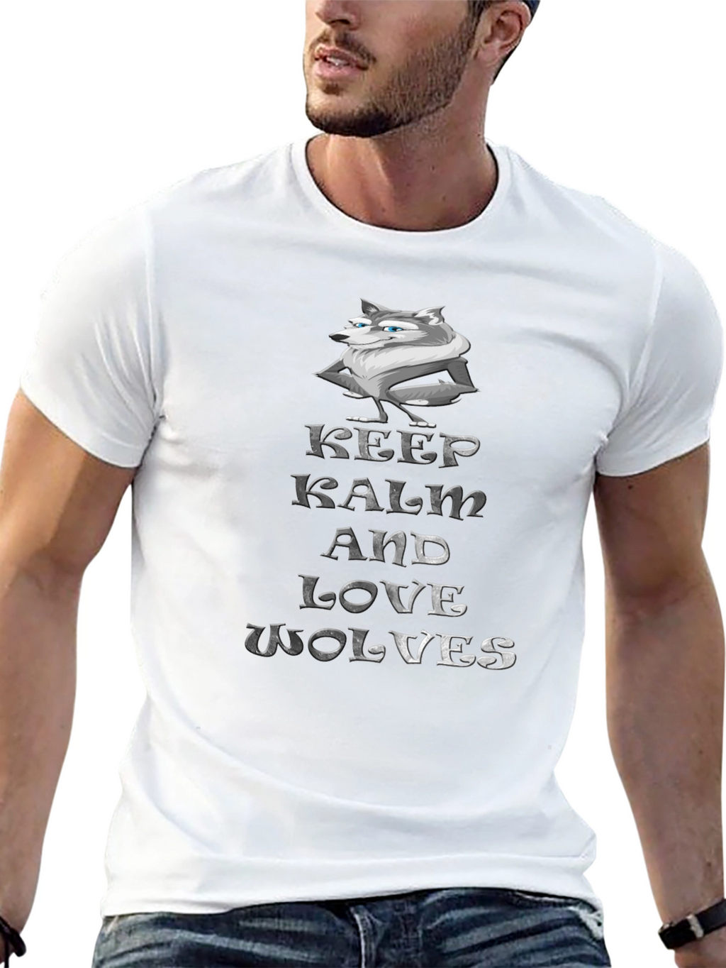 Keep Calm and Love Wolves Graphic T-Shirt