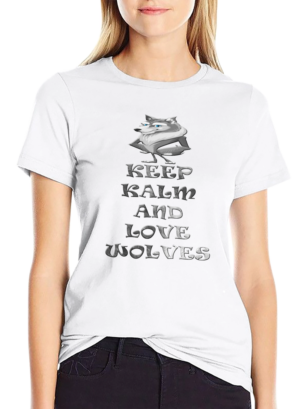 Keep Calm and Love Wolves Graphic T-Shirt