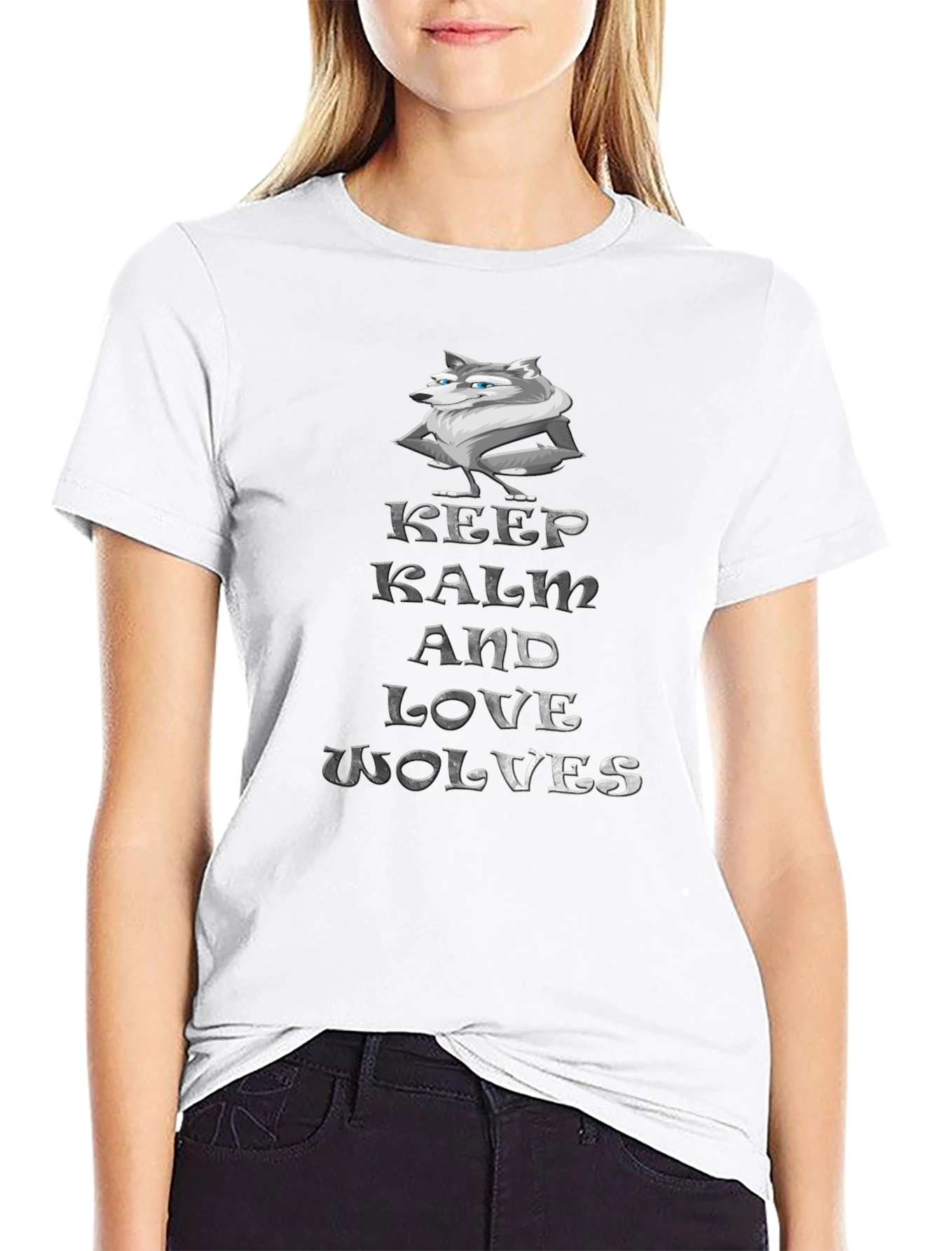 Keep Calm and Love Wolves Graphic T-Shirt