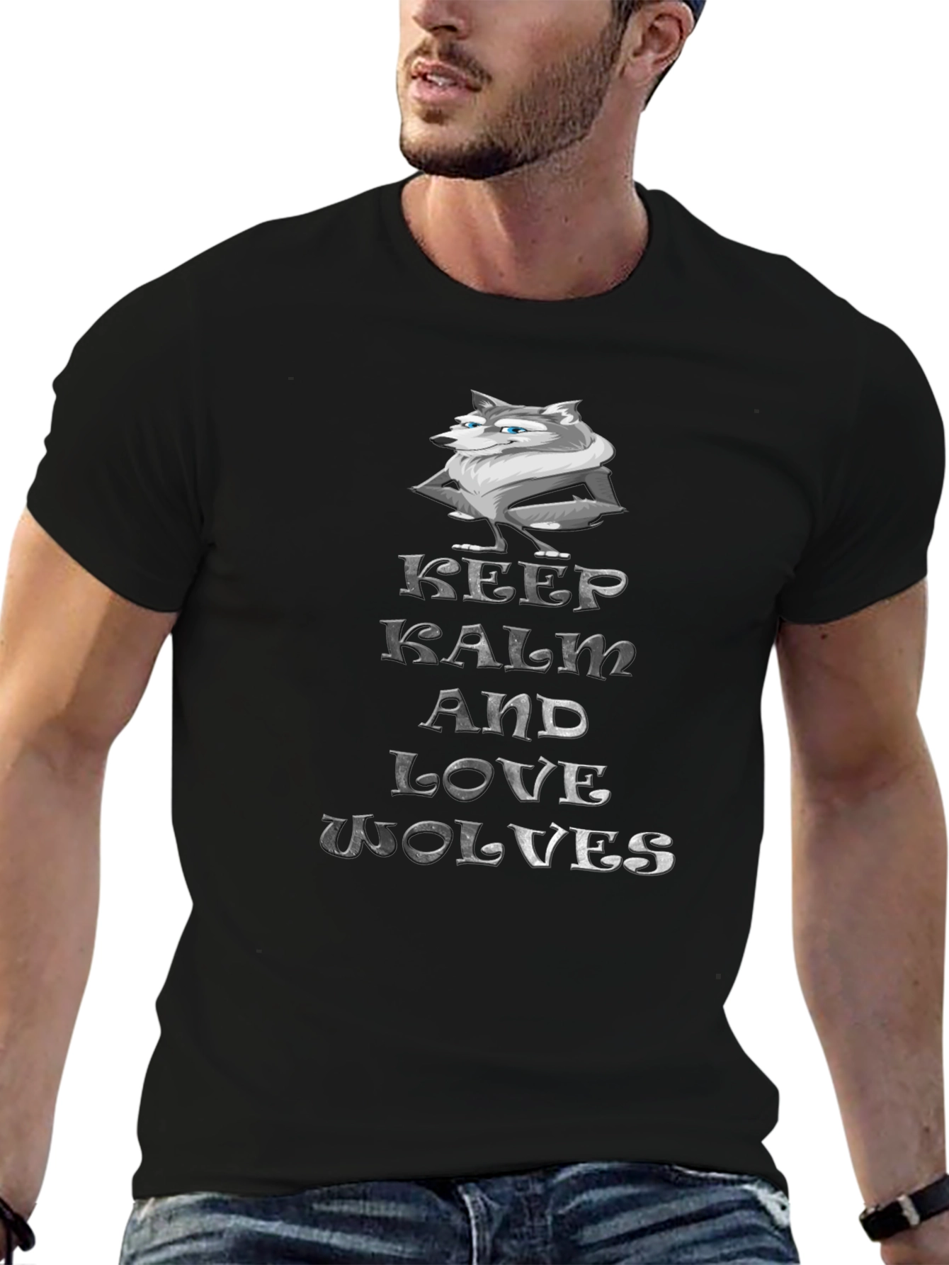 Keep Calm and Love Wolves Graphic T-Shirt