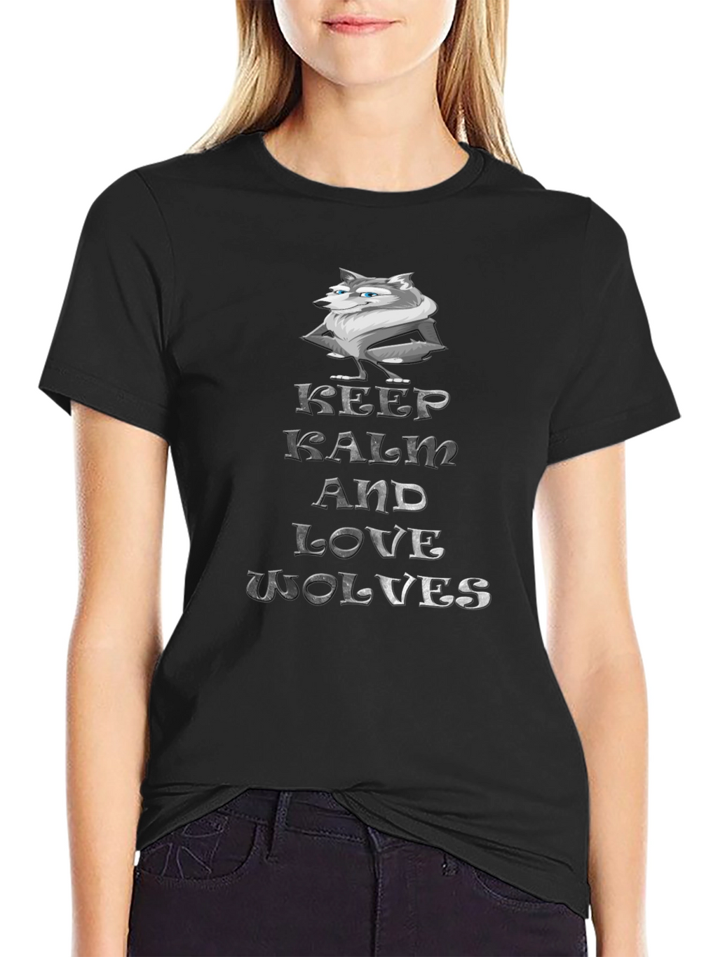 Keep Calm and Love Wolves Graphic T-Shirt