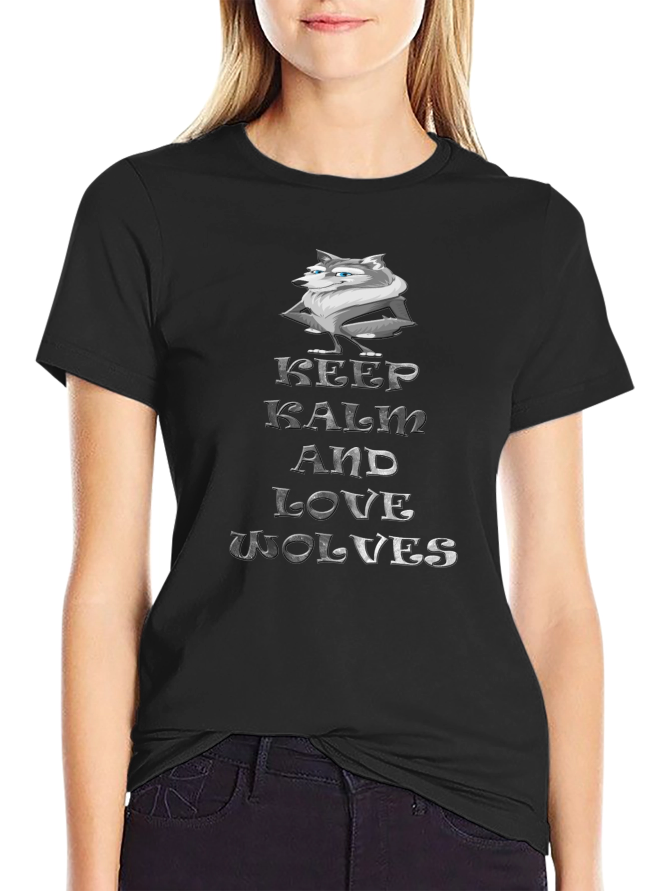 Keep Calm and Love Wolves Graphic T-Shirt