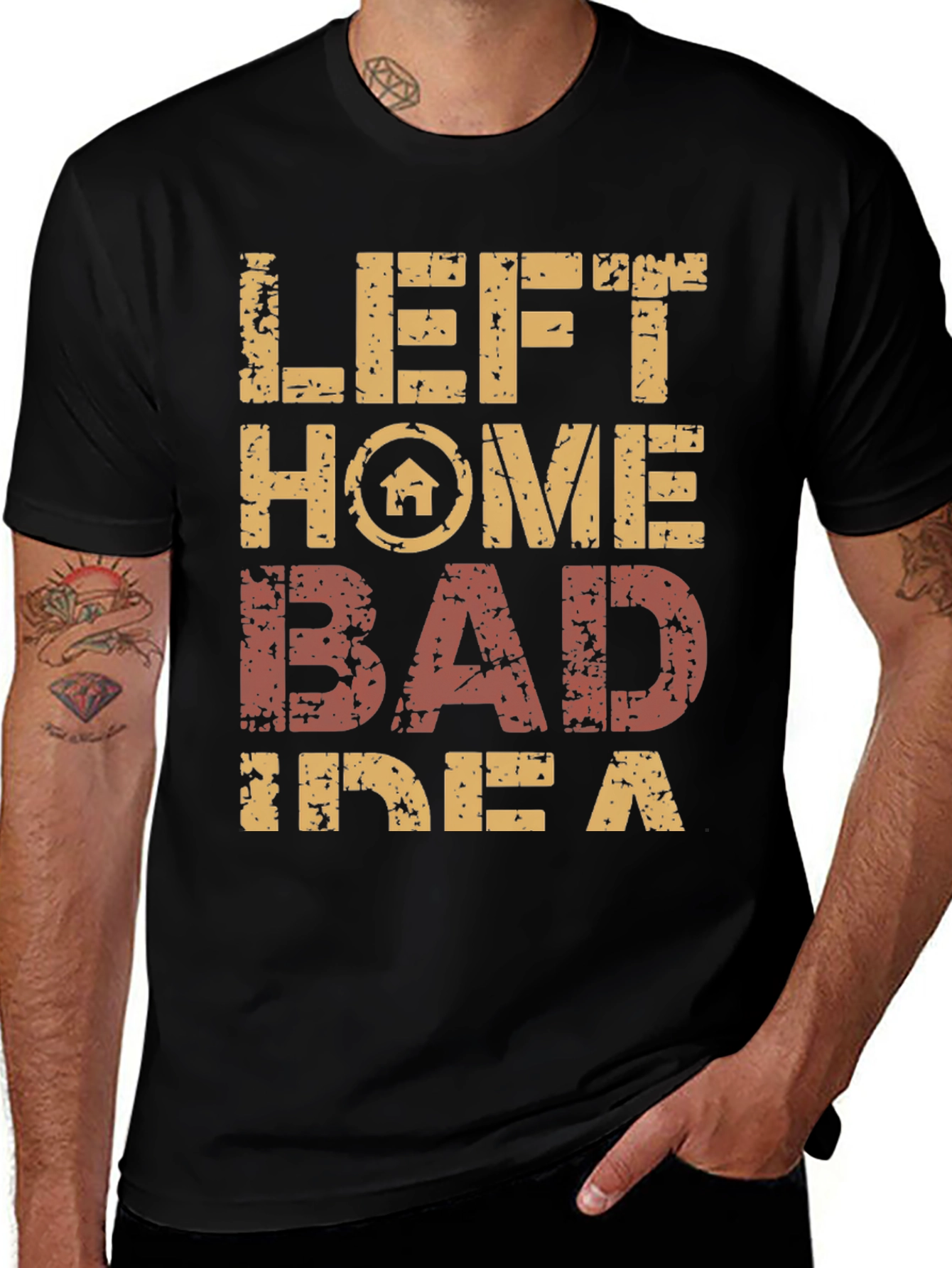 Left Home Bad Idea T-Shirt Novelty Graphic Tee