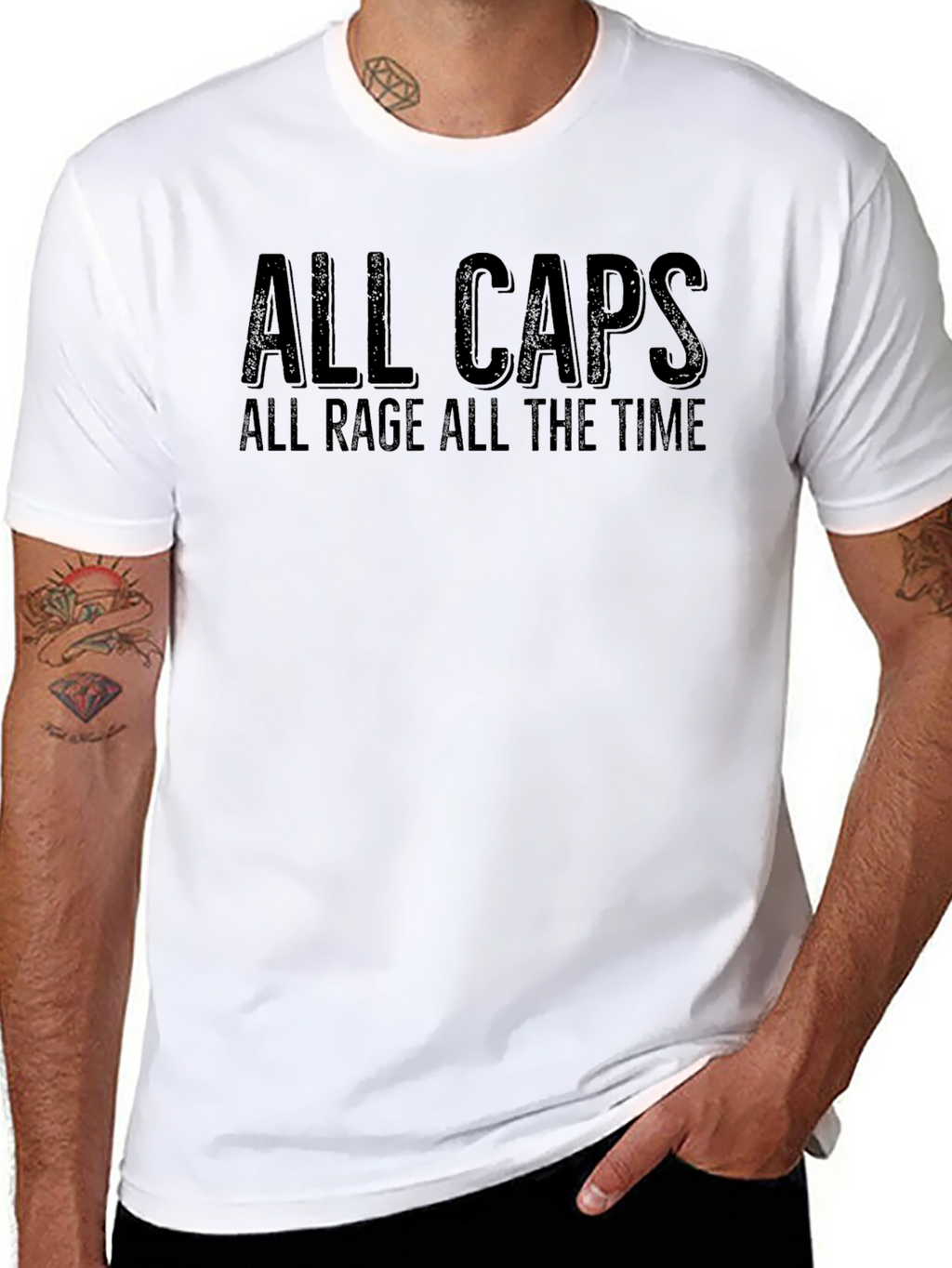 All Caps All Rage T-Shirt - Bold Statement Tee