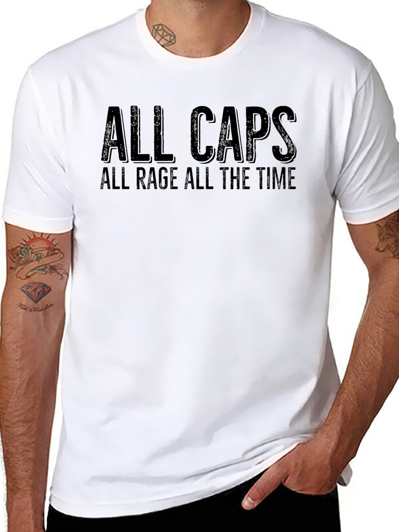 All Caps All Rage T-Shirt - Bold Statement Tee