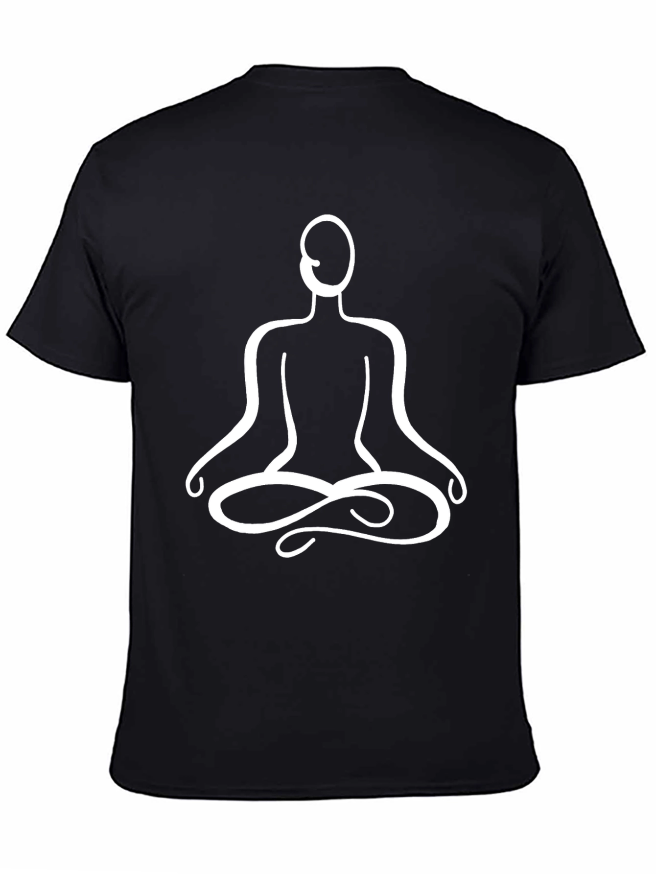 Meditative Pose Graphic Tee - Black Cotton Shirt