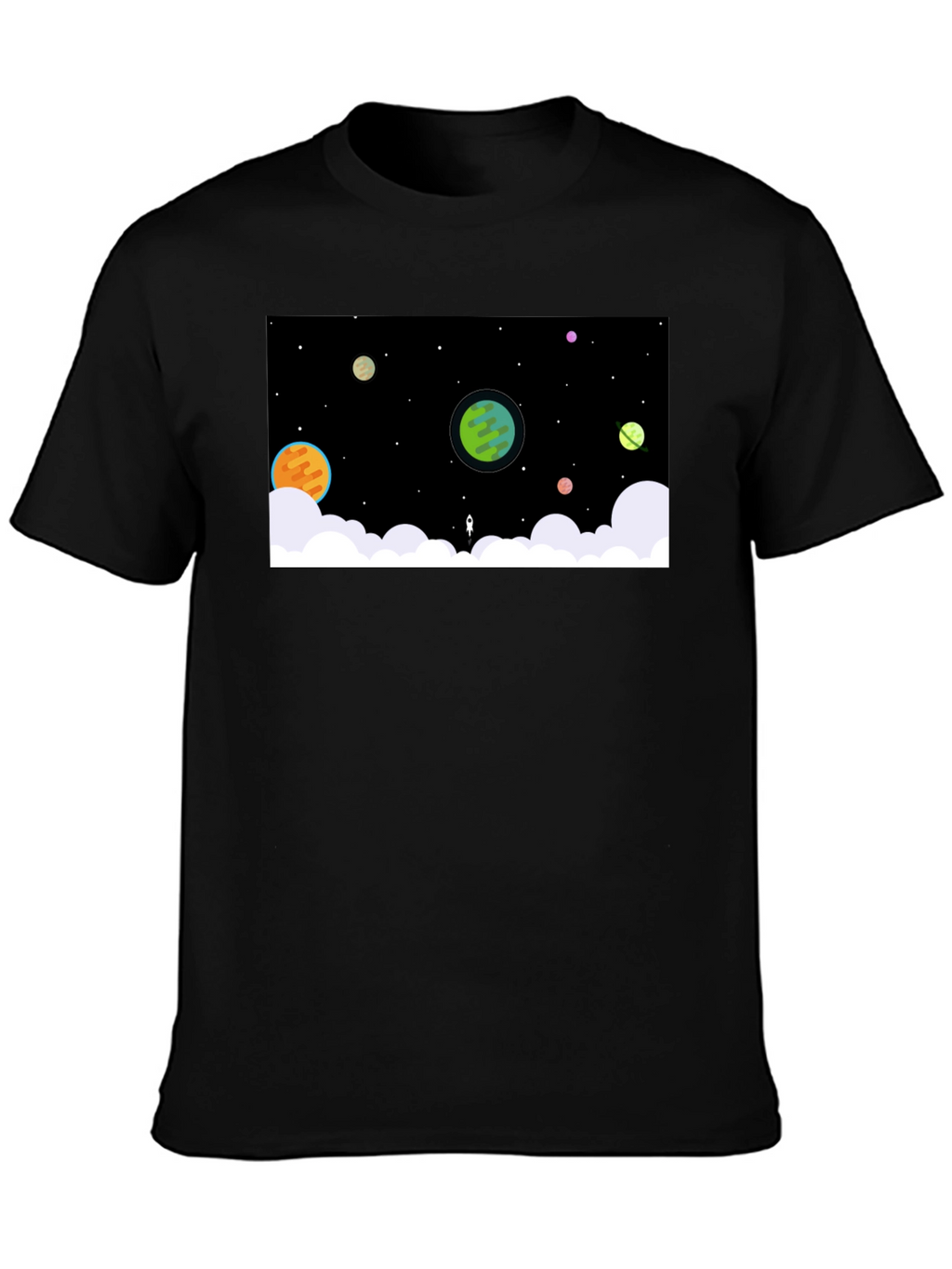 Cosmic Dreamer Black T-Shirt - Space Scene