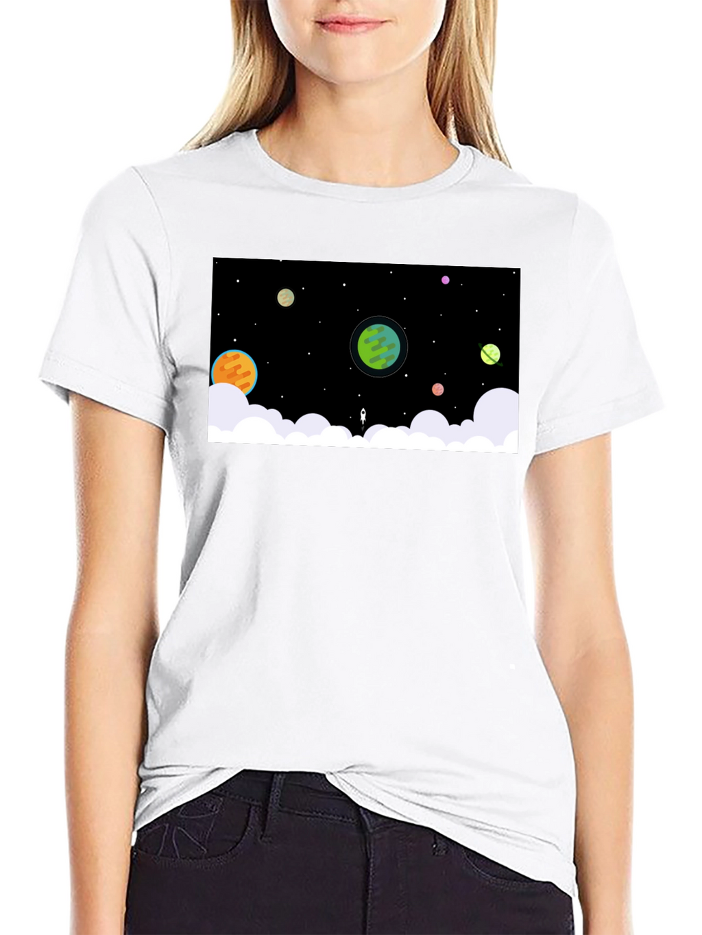 Cosmic Dreamer Black T-Shirt - Space Scene
