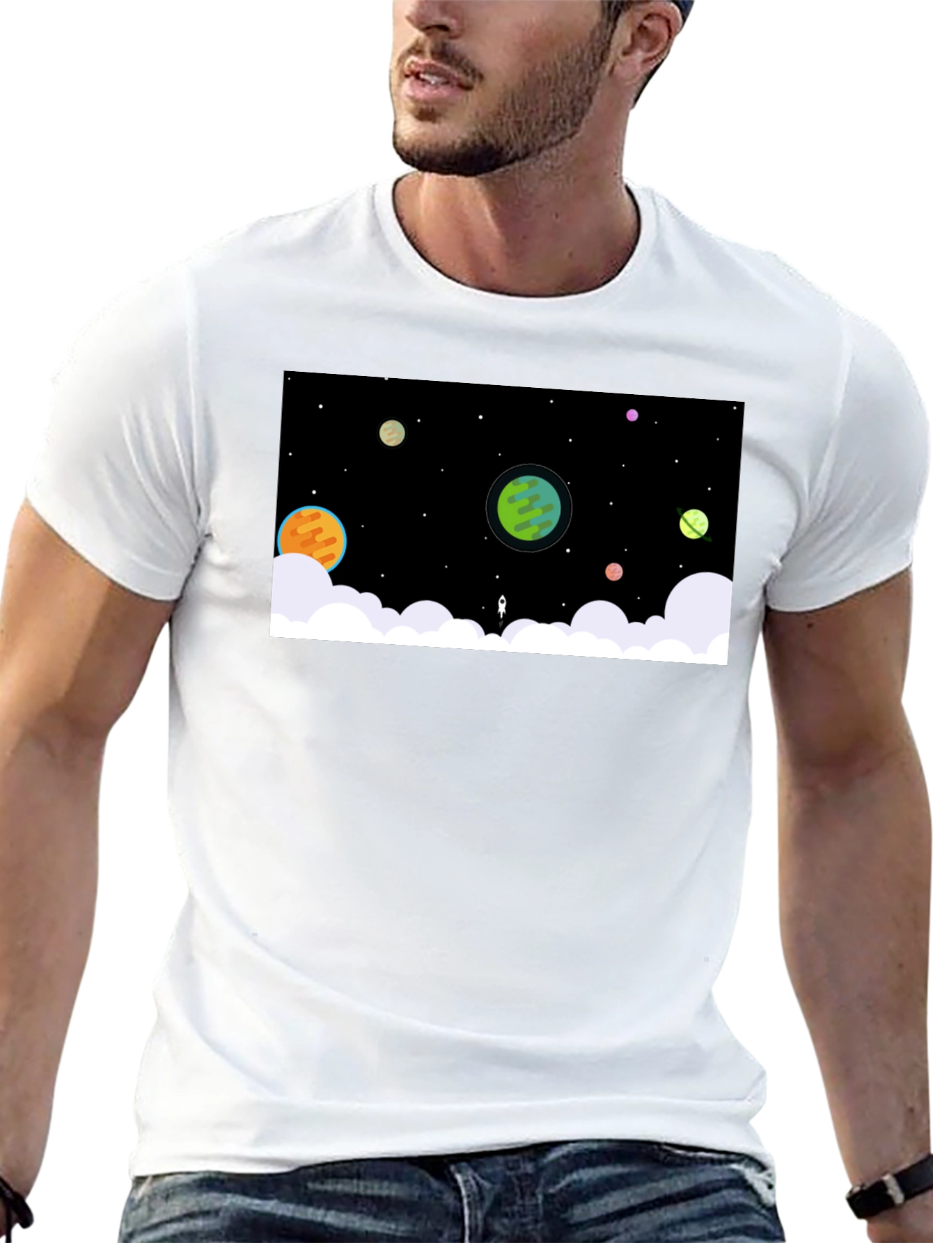Cosmic Dreamer Black T-Shirt - Space Scene