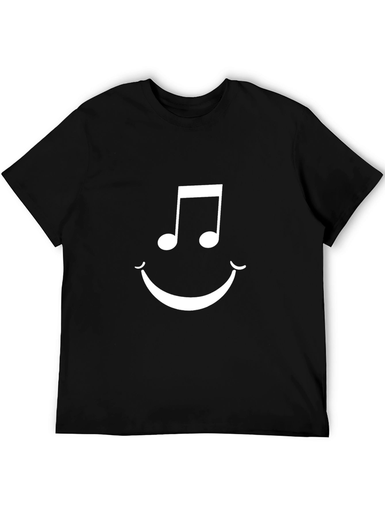 Musical Note Smiley Face Black Graphic Tee