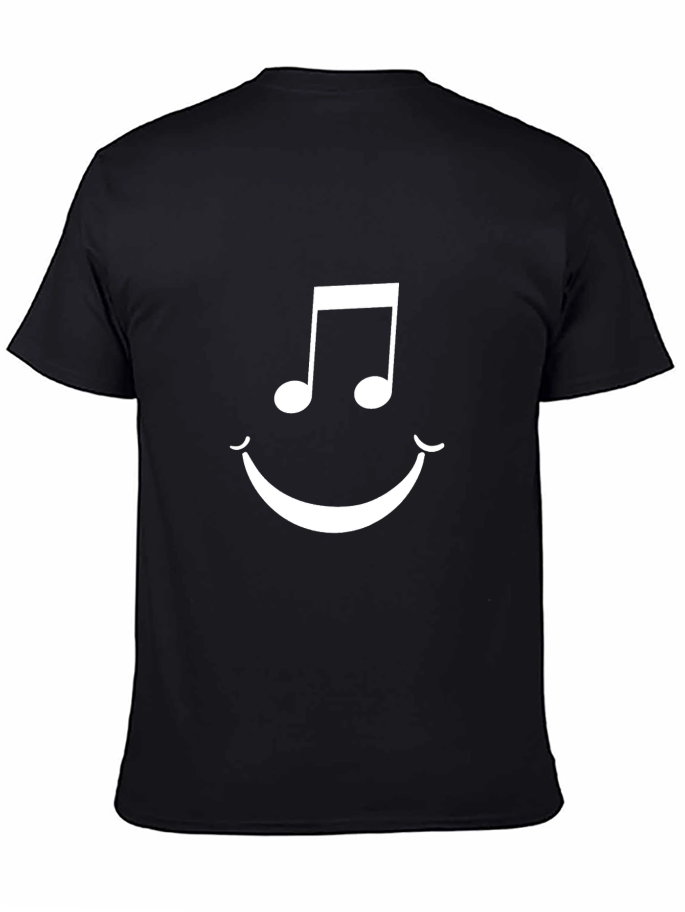 Musical Note Smiley Face Black Graphic Tee
