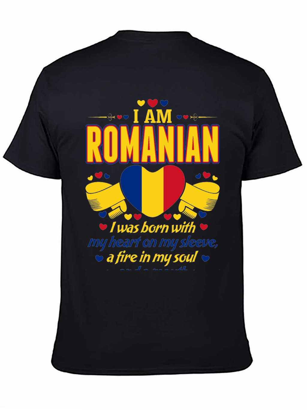 I am Romanian Heart Flag Graphic T-Shirt