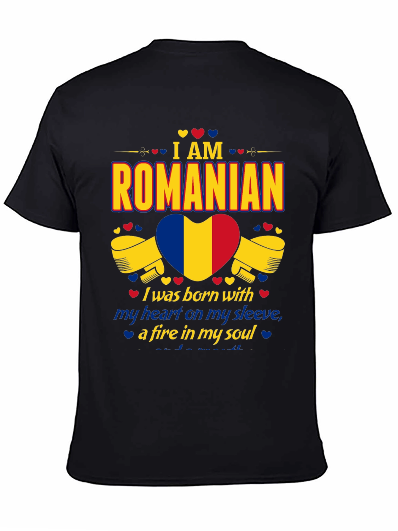 I am Romanian Heart Flag Graphic T-Shirt