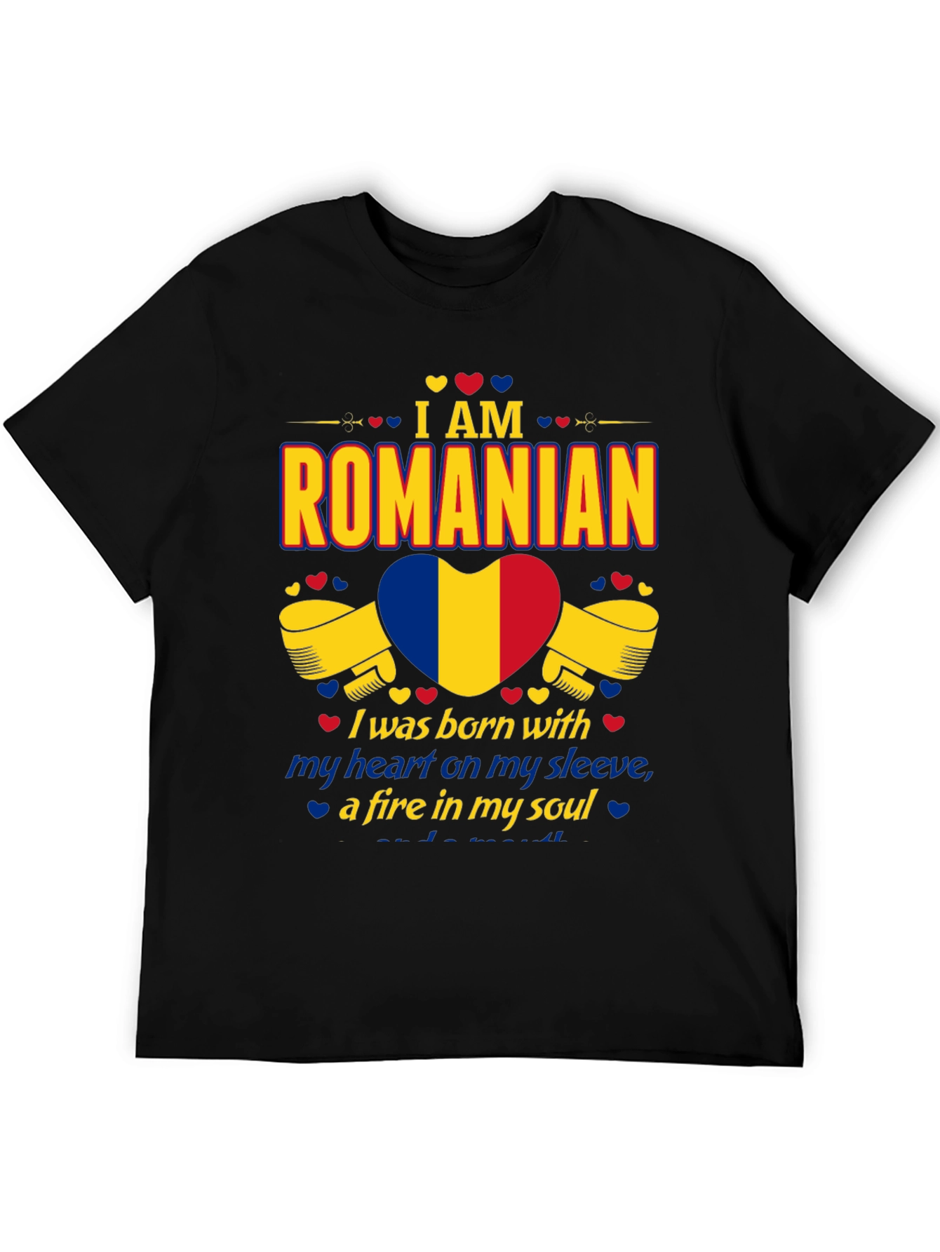 I am Romanian Heart Flag Graphic T-Shirt