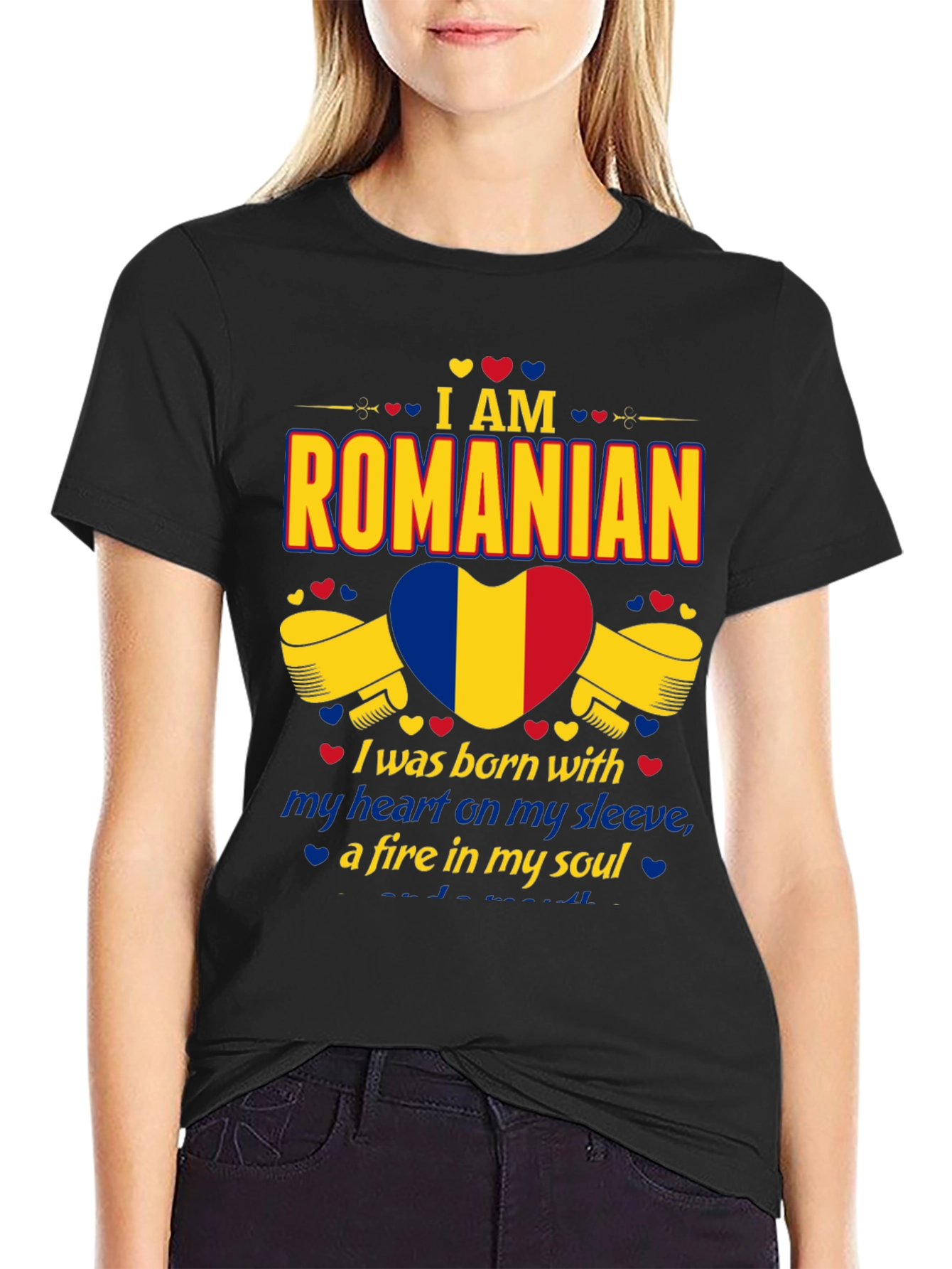 I am Romanian Heart Flag Graphic T-Shirt