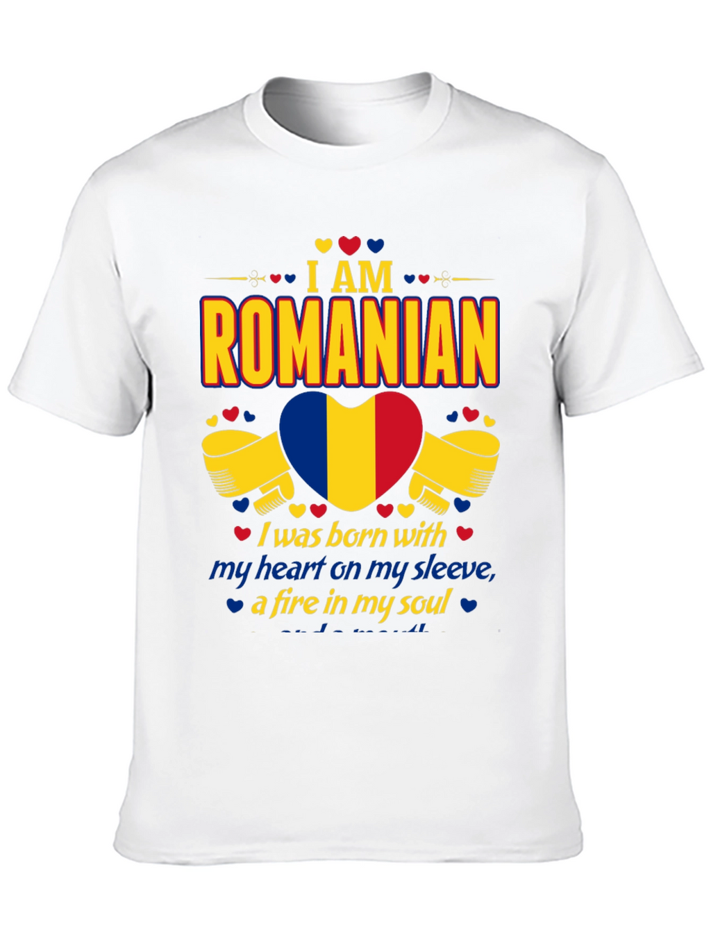 I am Romanian Heart Flag Graphic T-Shirt