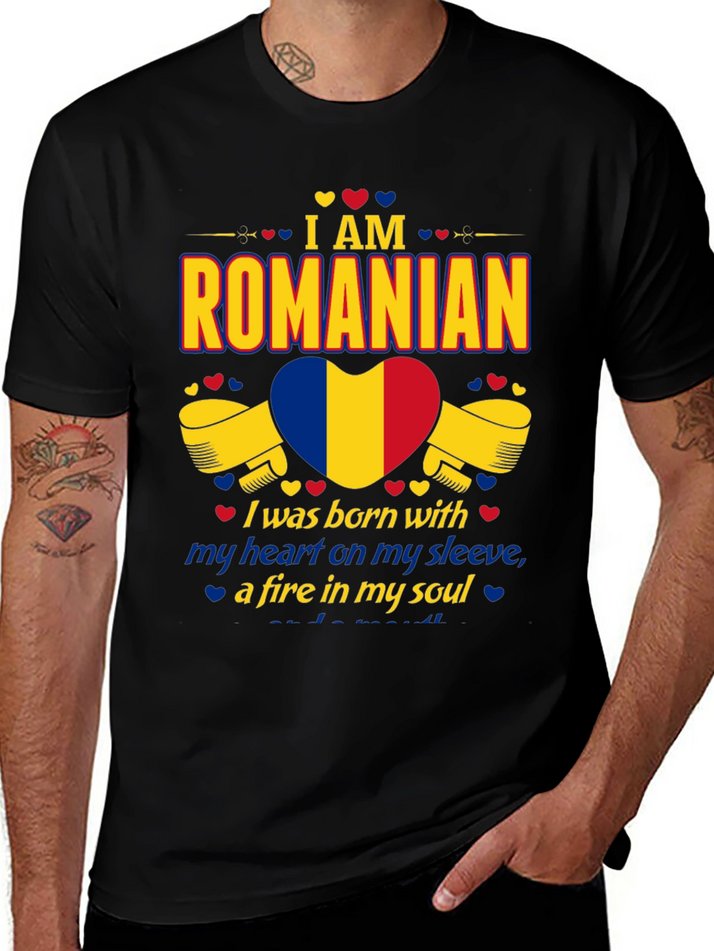 I am Romanian Heart Flag Graphic T-Shirt