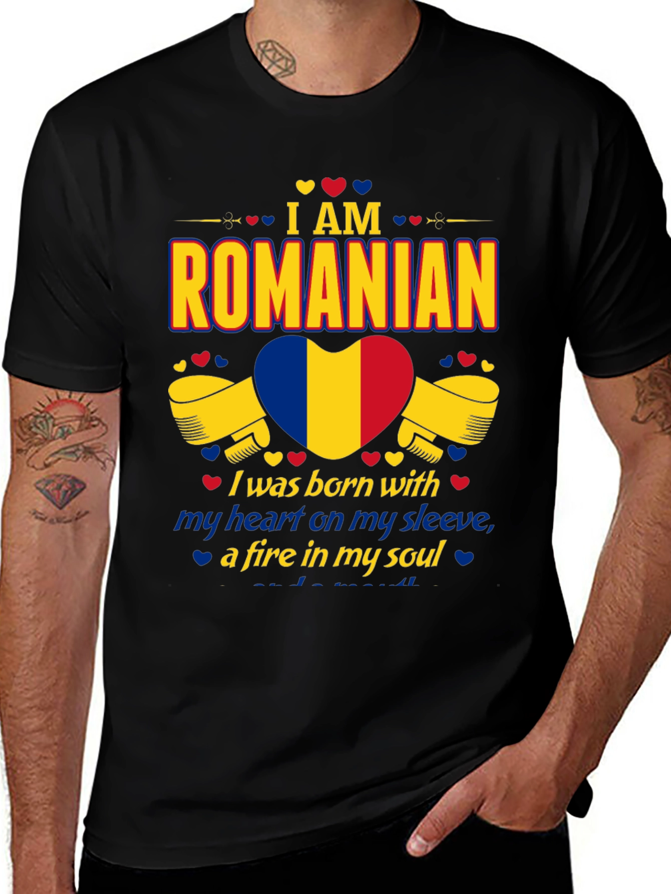 I am Romanian Heart Flag Graphic T-Shirt