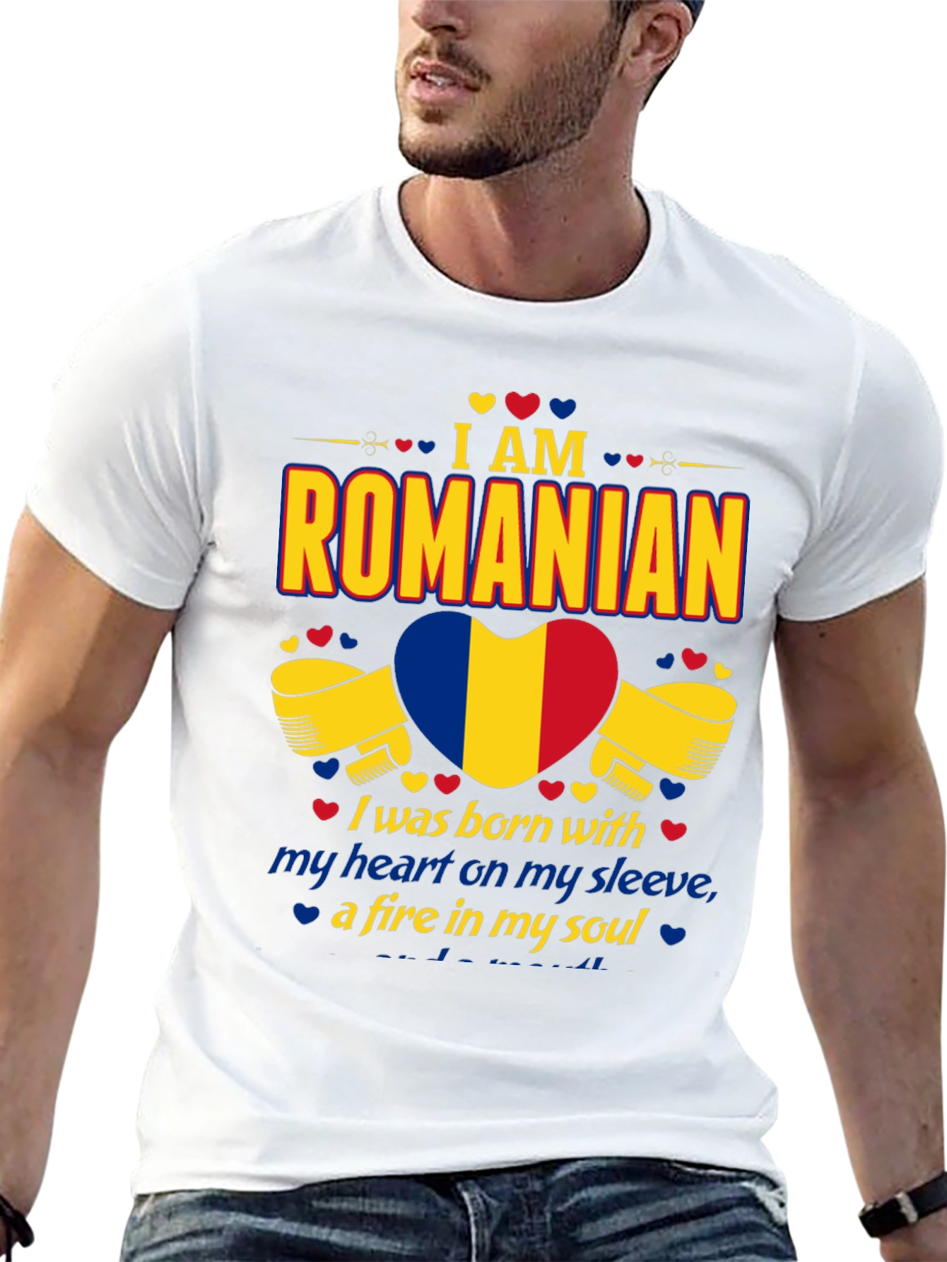 I am Romanian Heart Flag Graphic T-Shirt