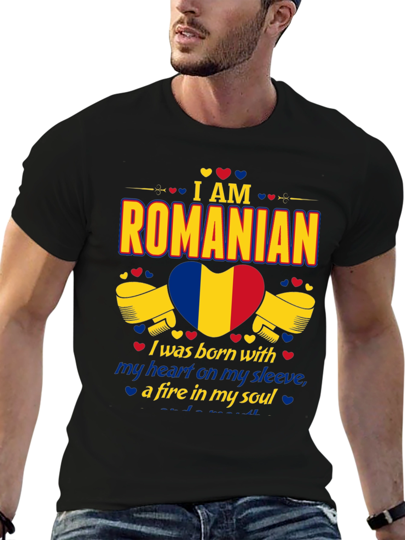 I am Romanian Heart Flag Graphic T-Shirt
