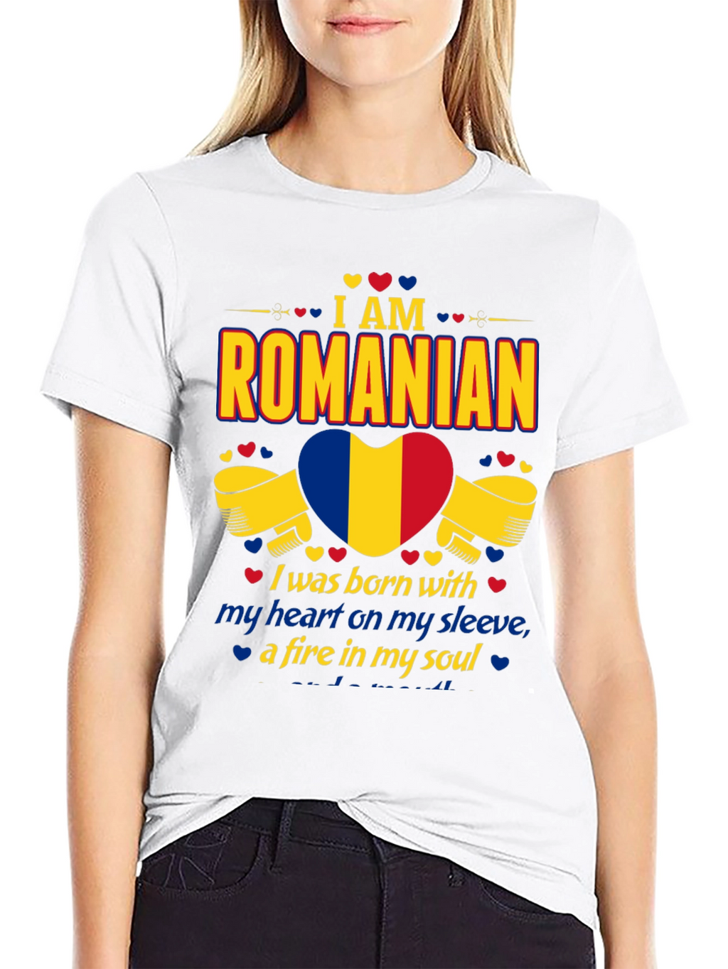 I am Romanian Heart Flag Graphic T-Shirt