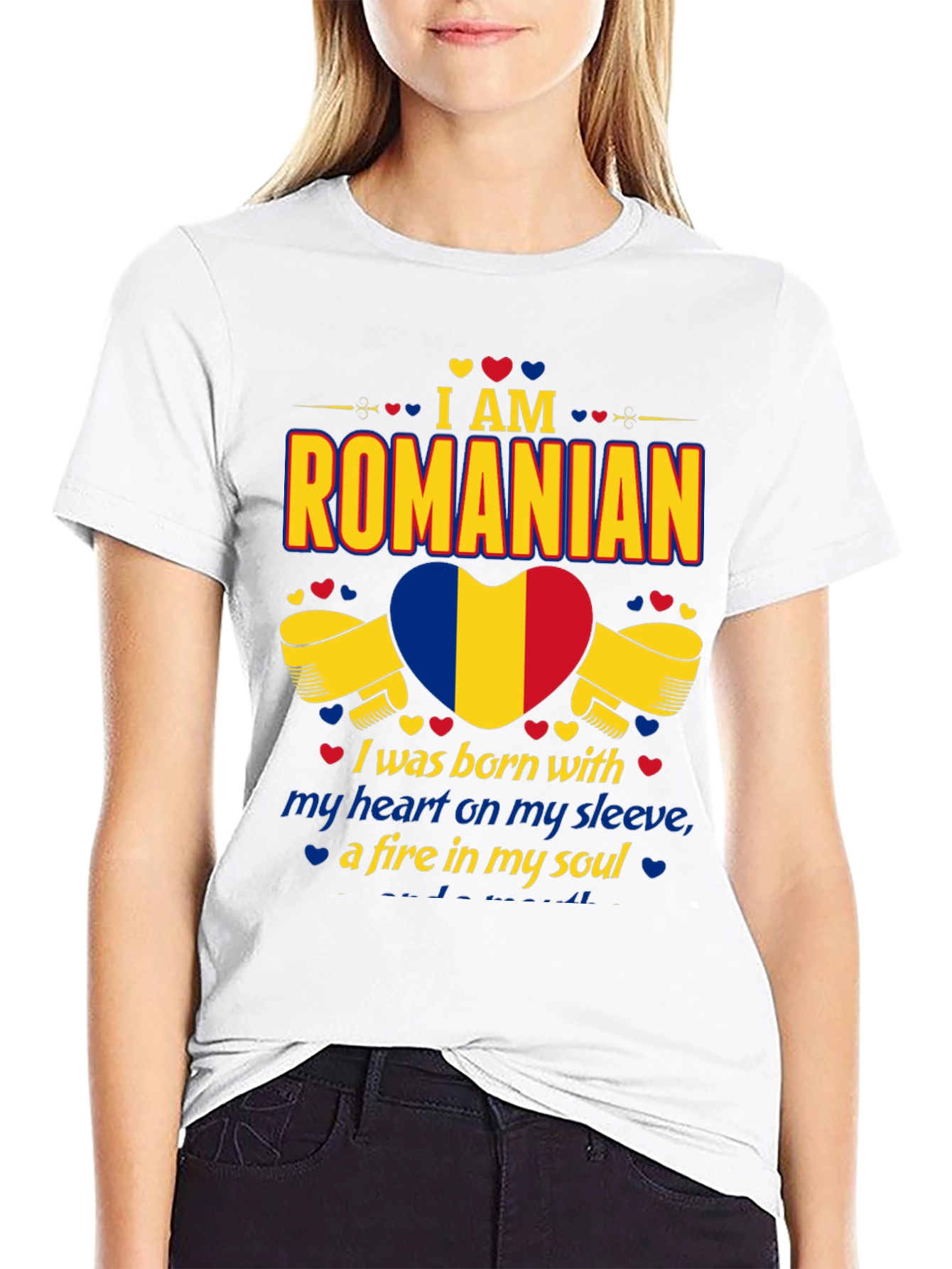 I am Romanian Heart Flag Graphic T-Shirt