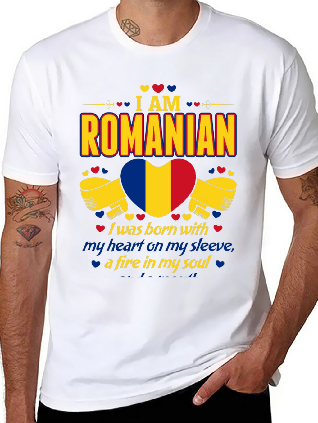 I am Romanian Heart Flag Graphic T-Shirt