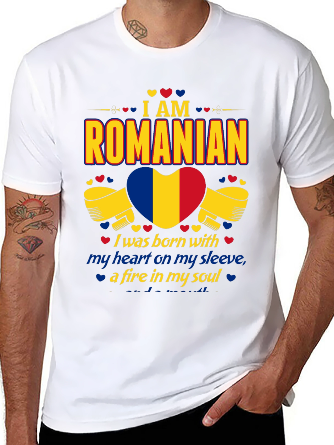 I am Romanian Heart Flag Graphic T-Shirt