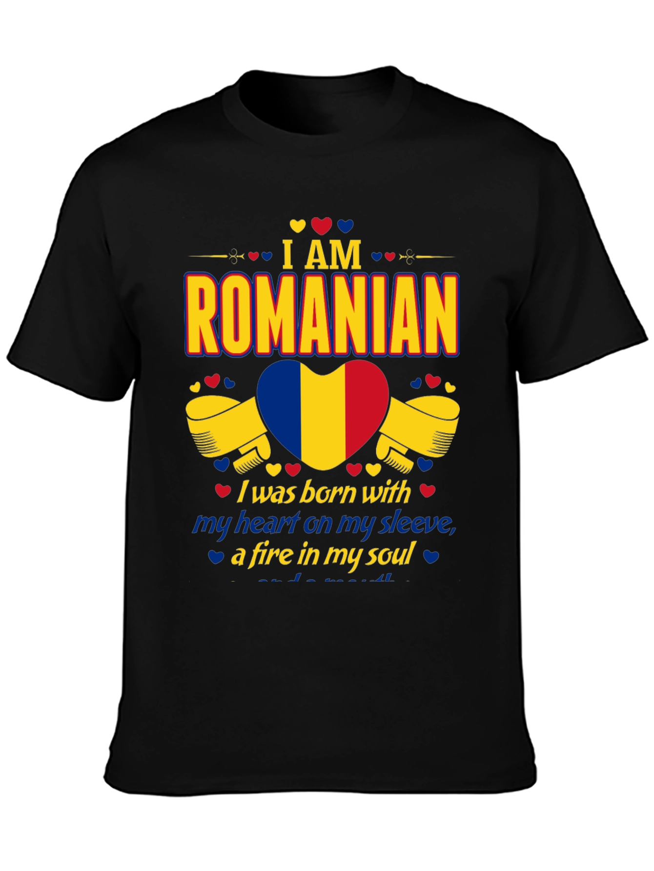 I am Romanian Heart Flag Graphic T-Shirt
