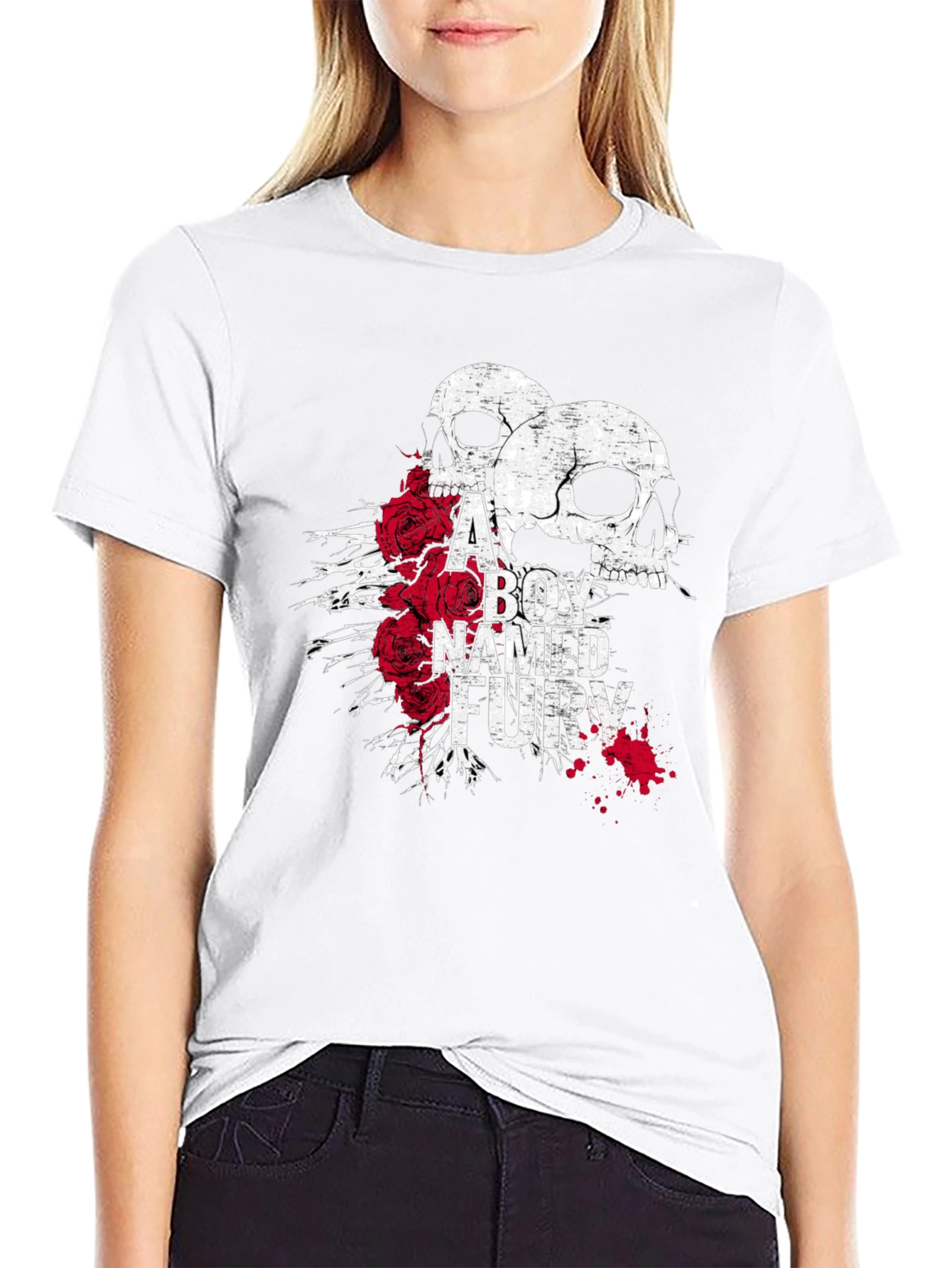 A Boy Named Fury Skull & Roses Graphic T-Shirt