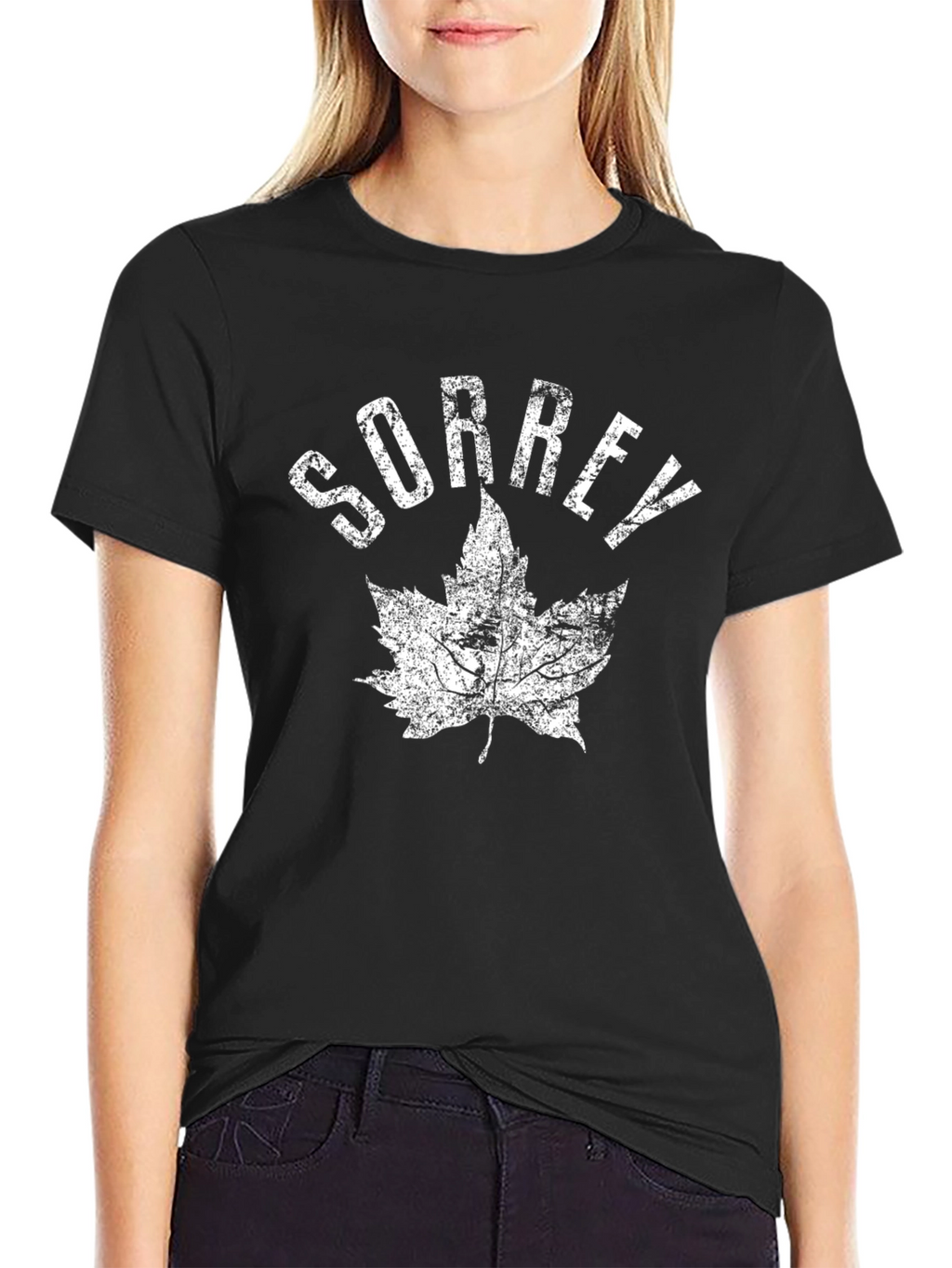 Sorrey T-Shirt with Maple Leaf - Black