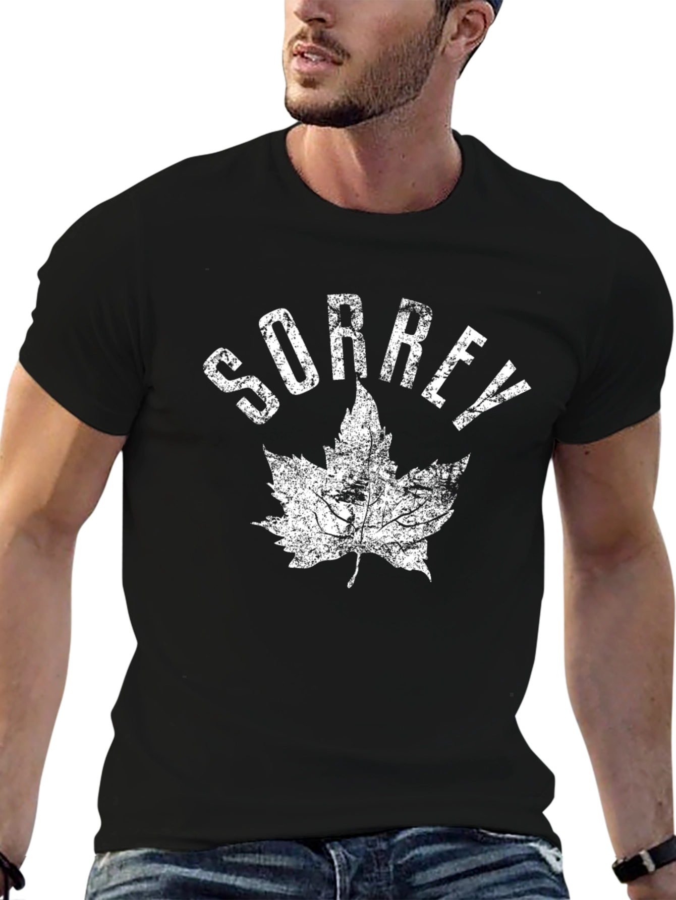 Sorrey T-Shirt with Maple Leaf - Black