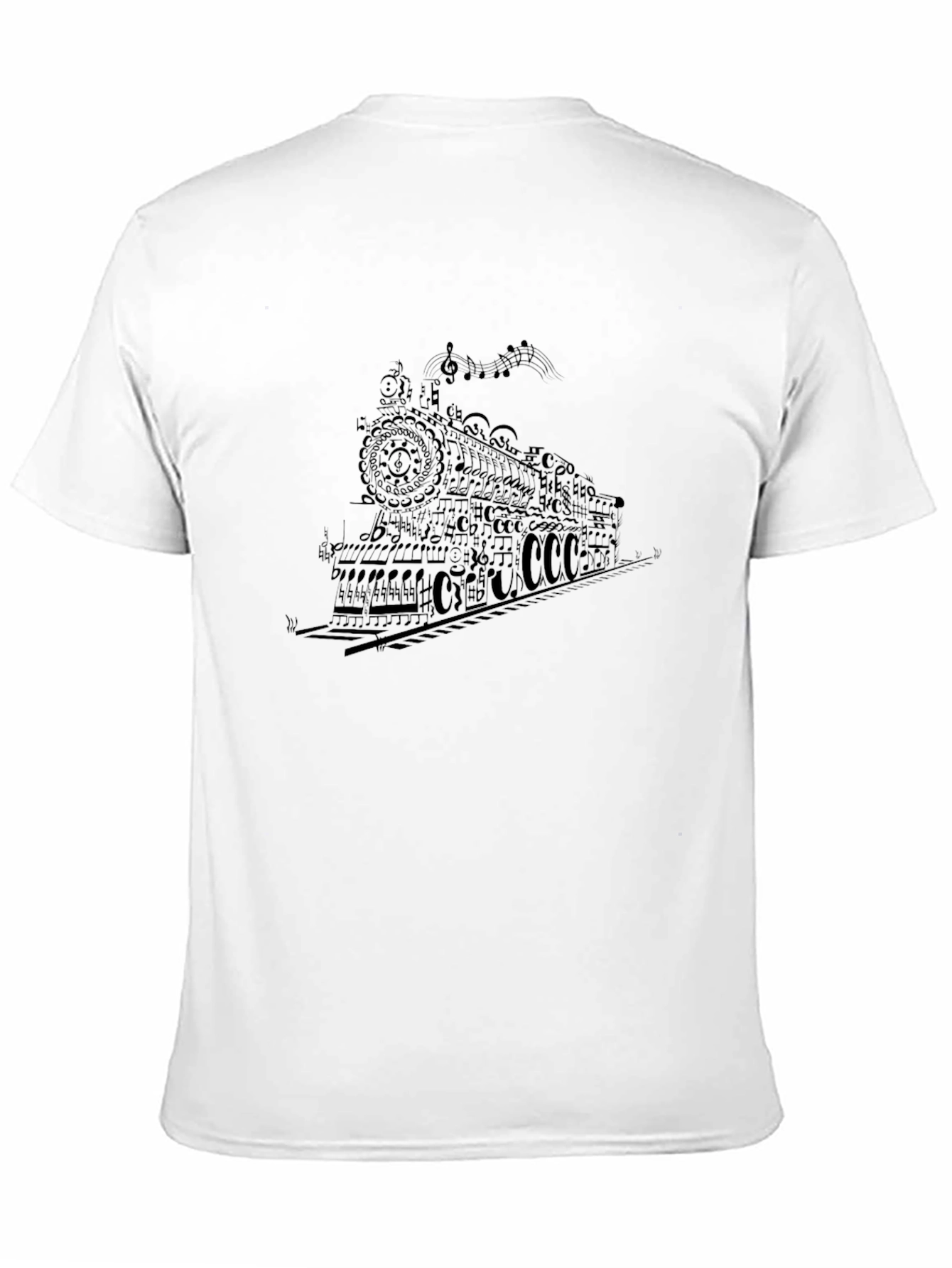 Musical Train Graphic Tee - Black Cotton T-Shirt