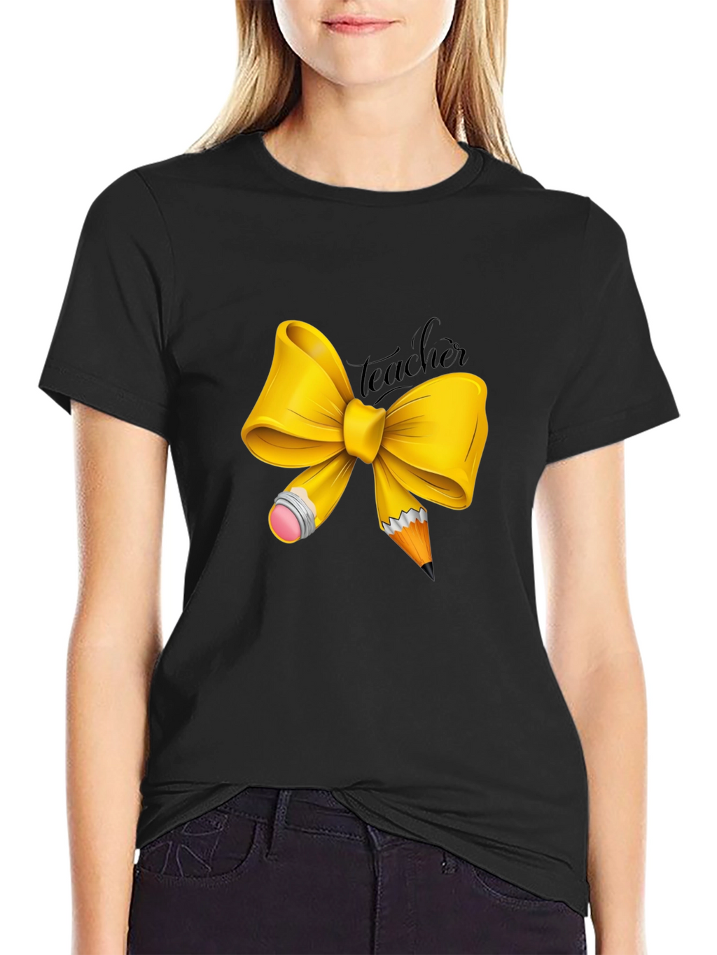 Teacher Bow Graphic T-Shirt - Unisex Crew Neck
