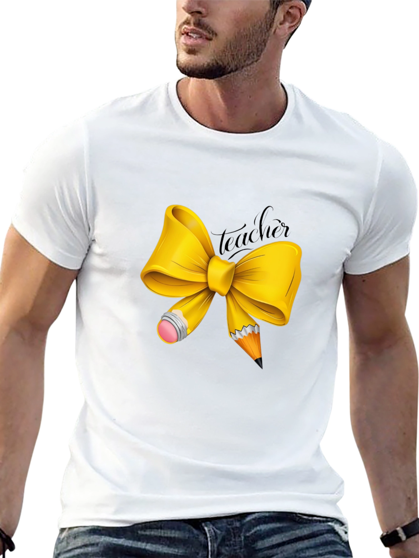 Teacher Bow Graphic T-Shirt - Unisex Crew Neck