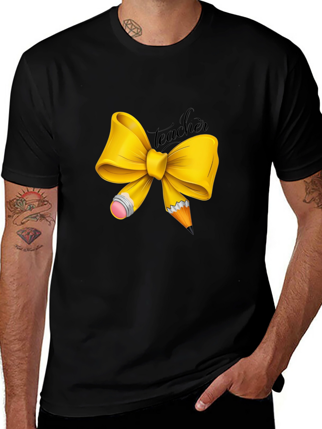 Teacher Bow Graphic T-Shirt - Unisex Crew Neck