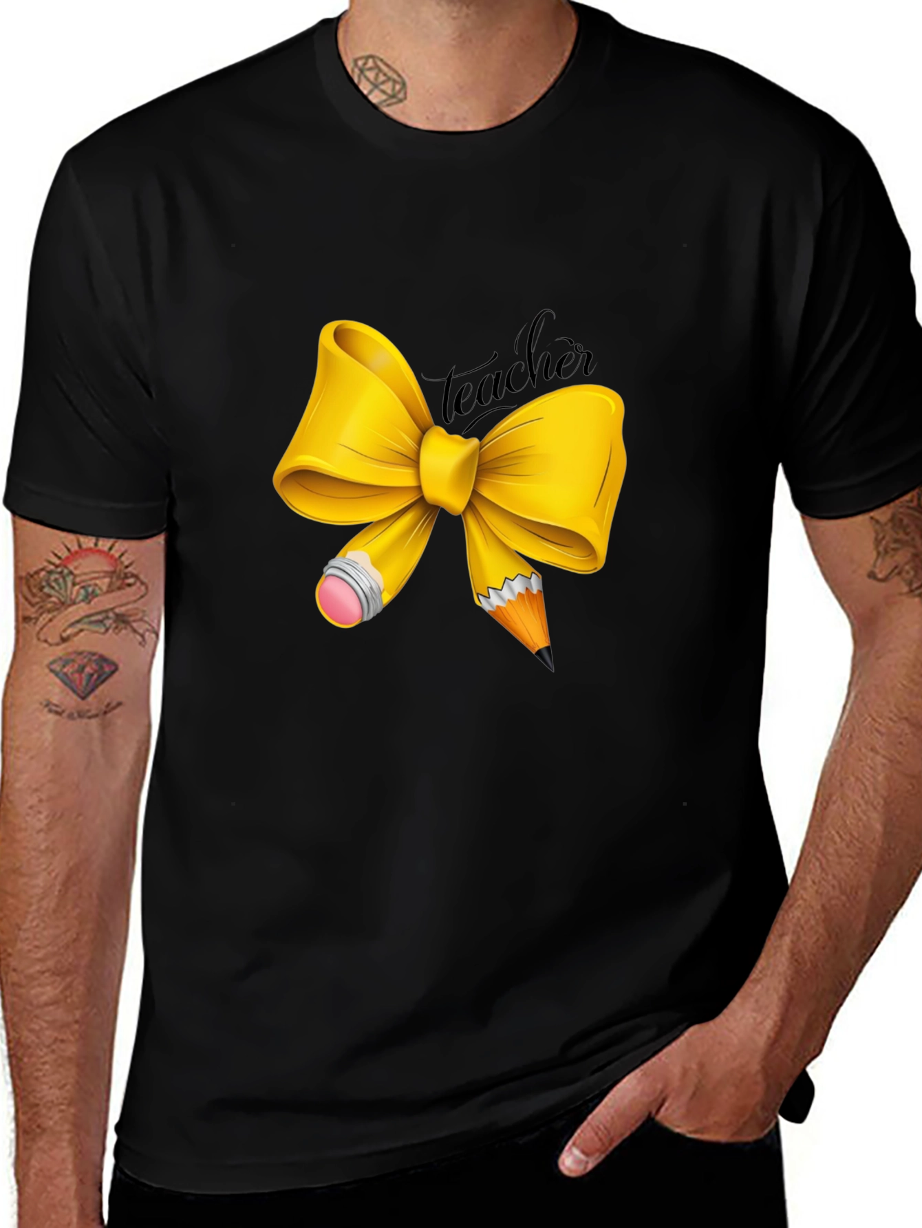 Teacher Bow Graphic T-Shirt - Unisex Crew Neck