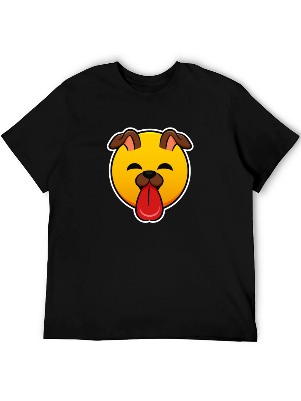 Dog Emoji Graphic Black T-Shirt