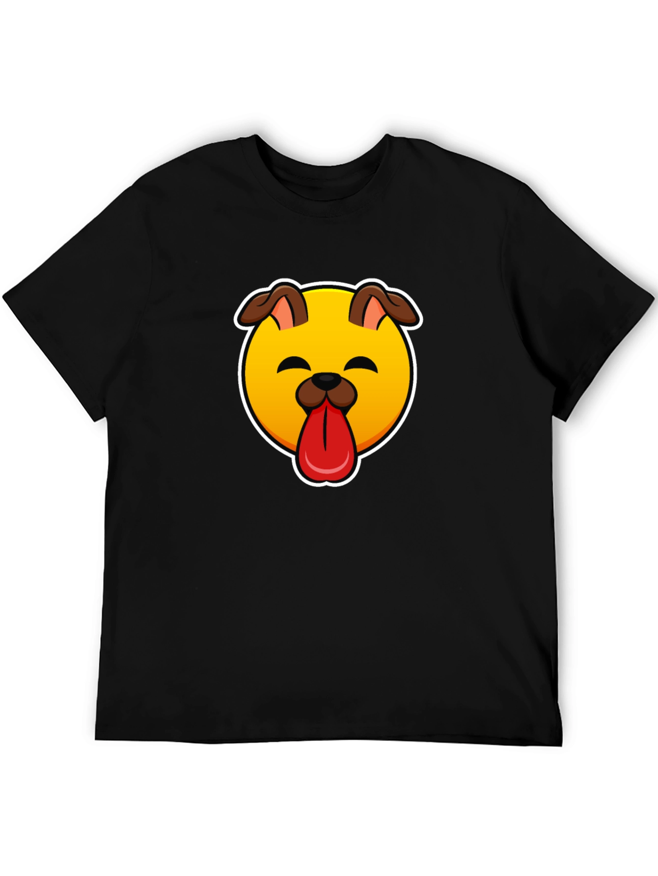 Dog Emoji Graphic Black T-Shirt