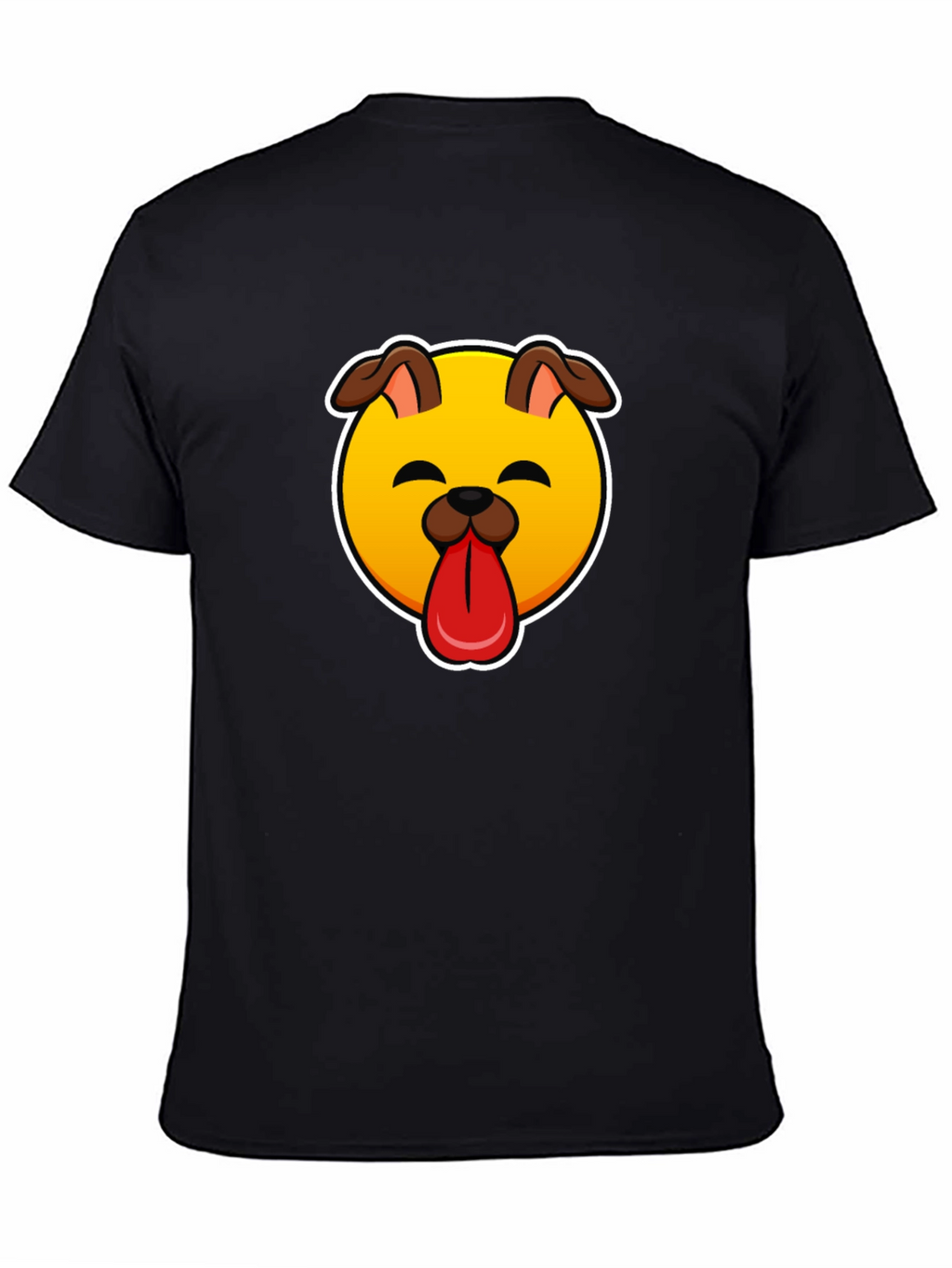 Dog Emoji Graphic Black T-Shirt