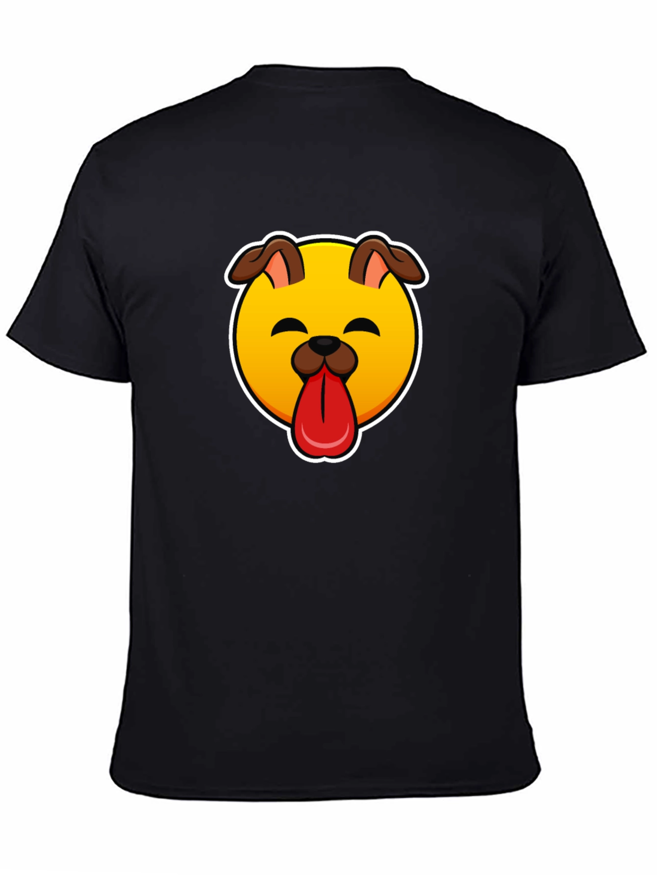 Dog Emoji Graphic Black T-Shirt