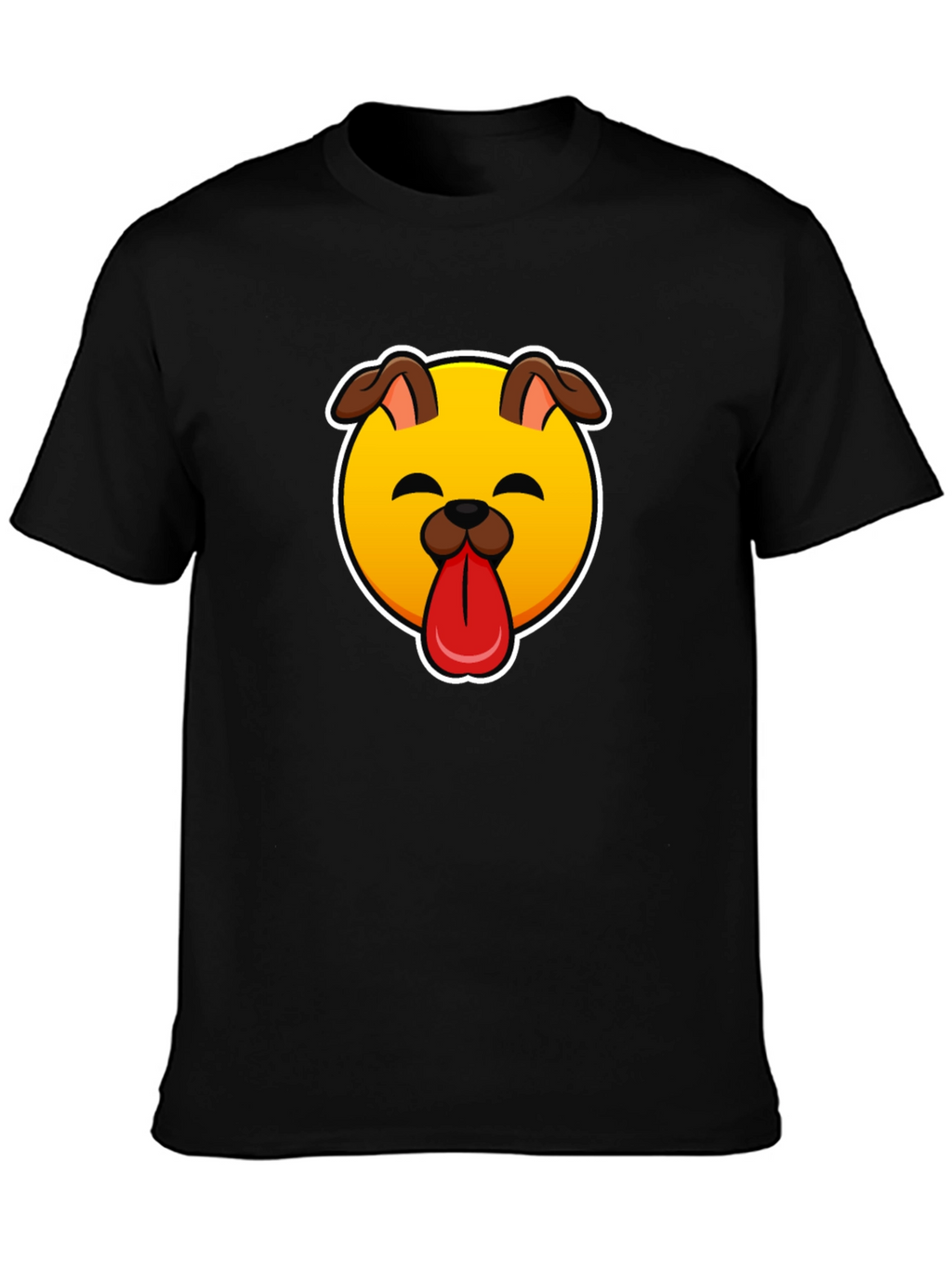 Dog Emoji Graphic Black T-Shirt