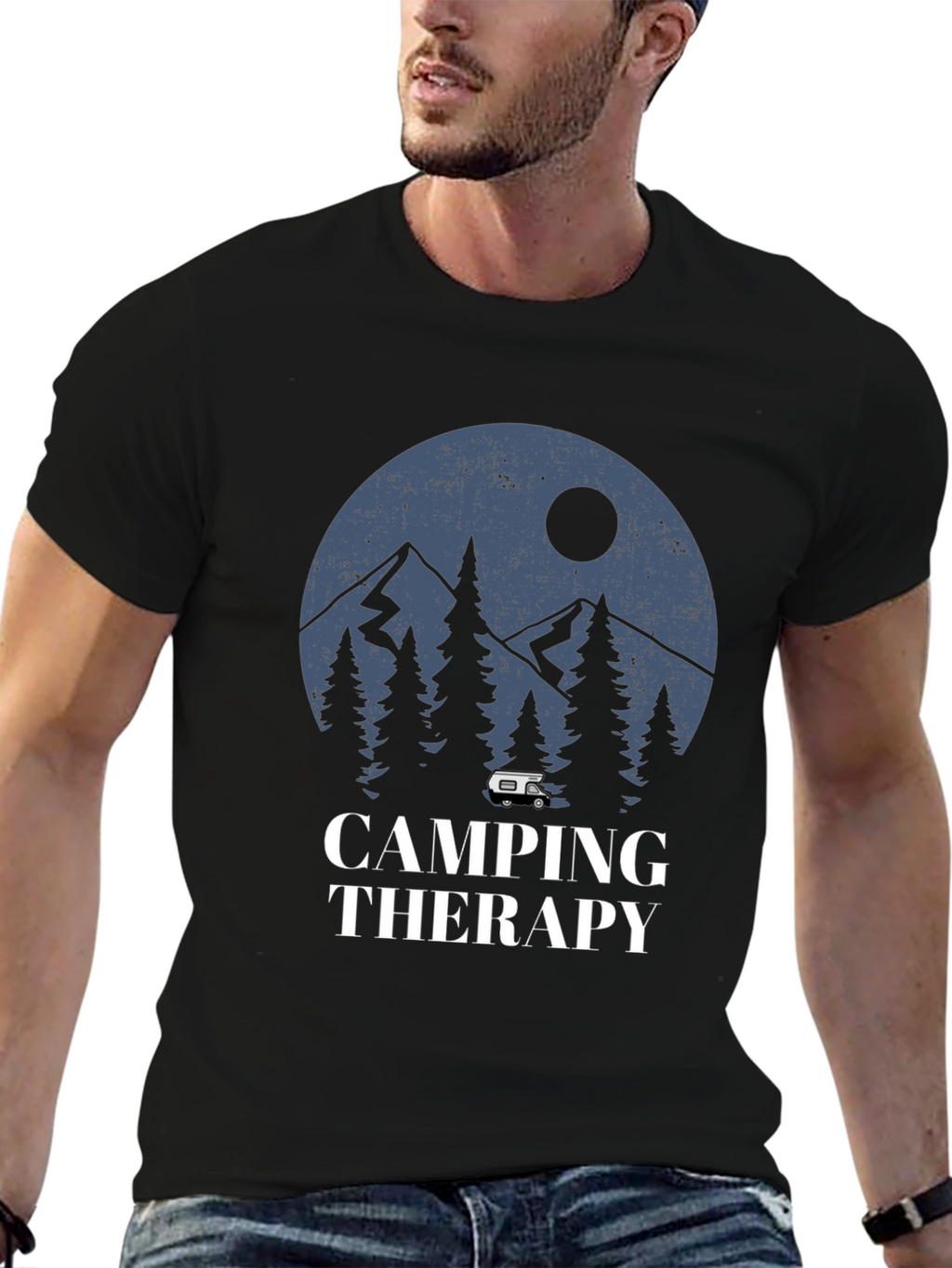 Camping Therapy Graphic Tee - Outdoor Adventure Shirt
