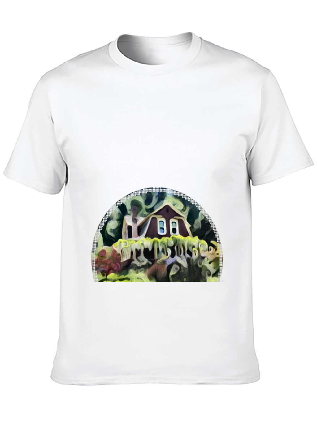Whimsical House Graphic Tee - Artistic Print Comfort