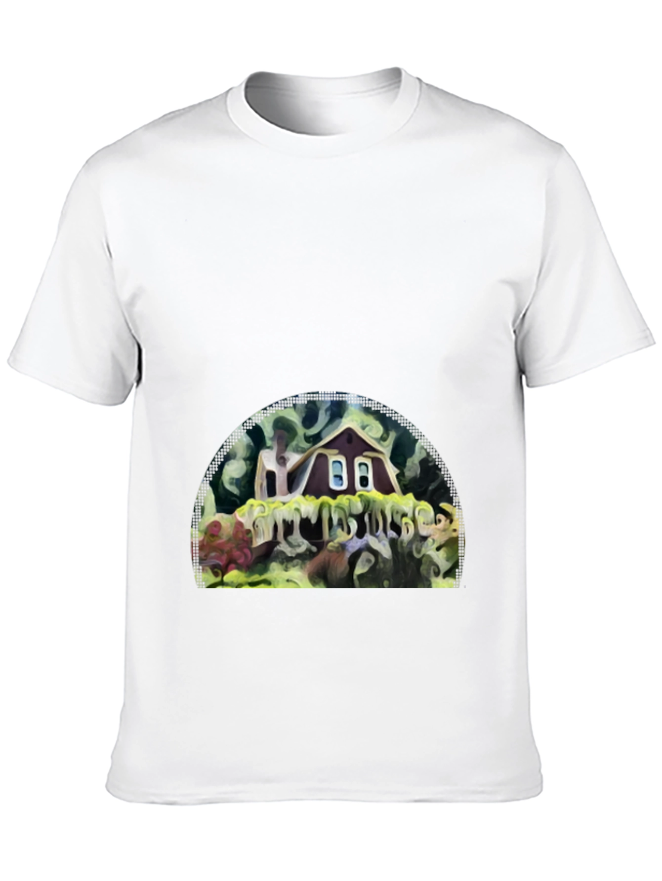 Whimsical House Graphic Tee - Artistic Print Comfort