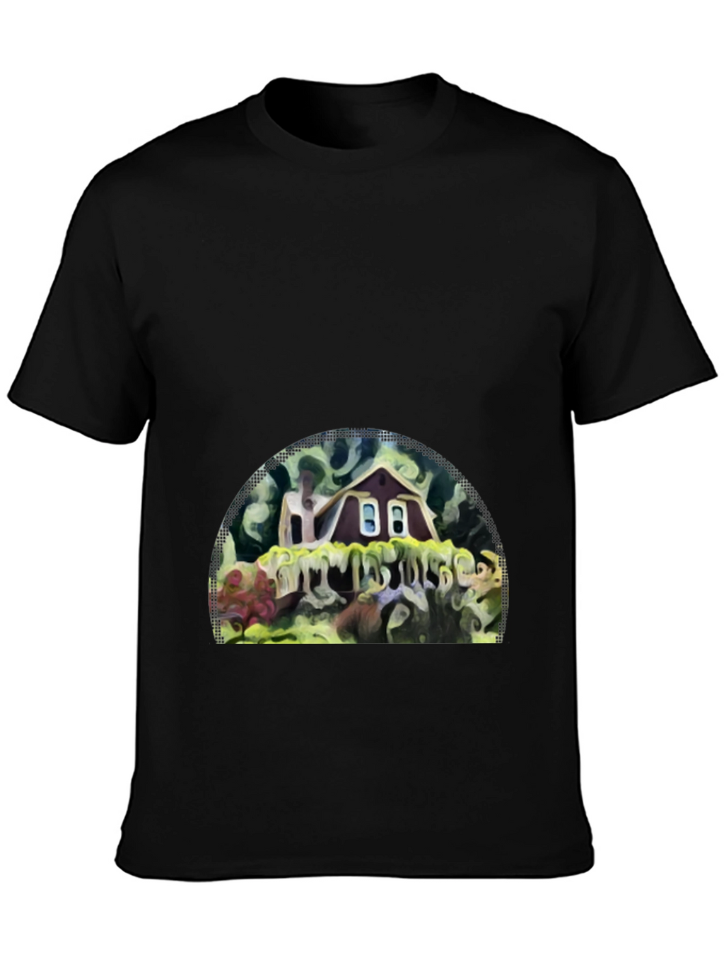 Whimsical House Graphic Tee - Artistic Print Comfort
