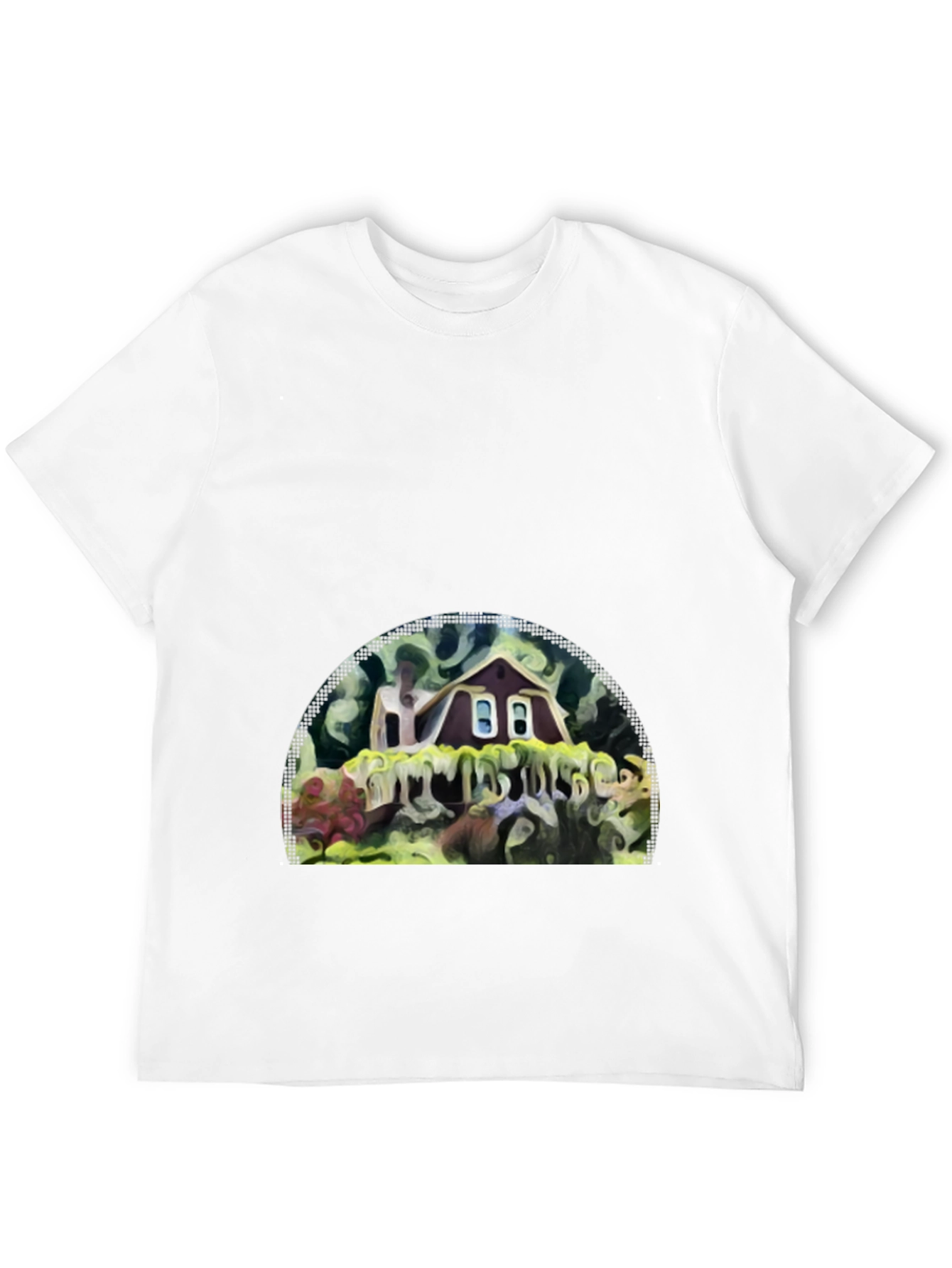 Whimsical House Graphic Tee - Artistic Print Comfort