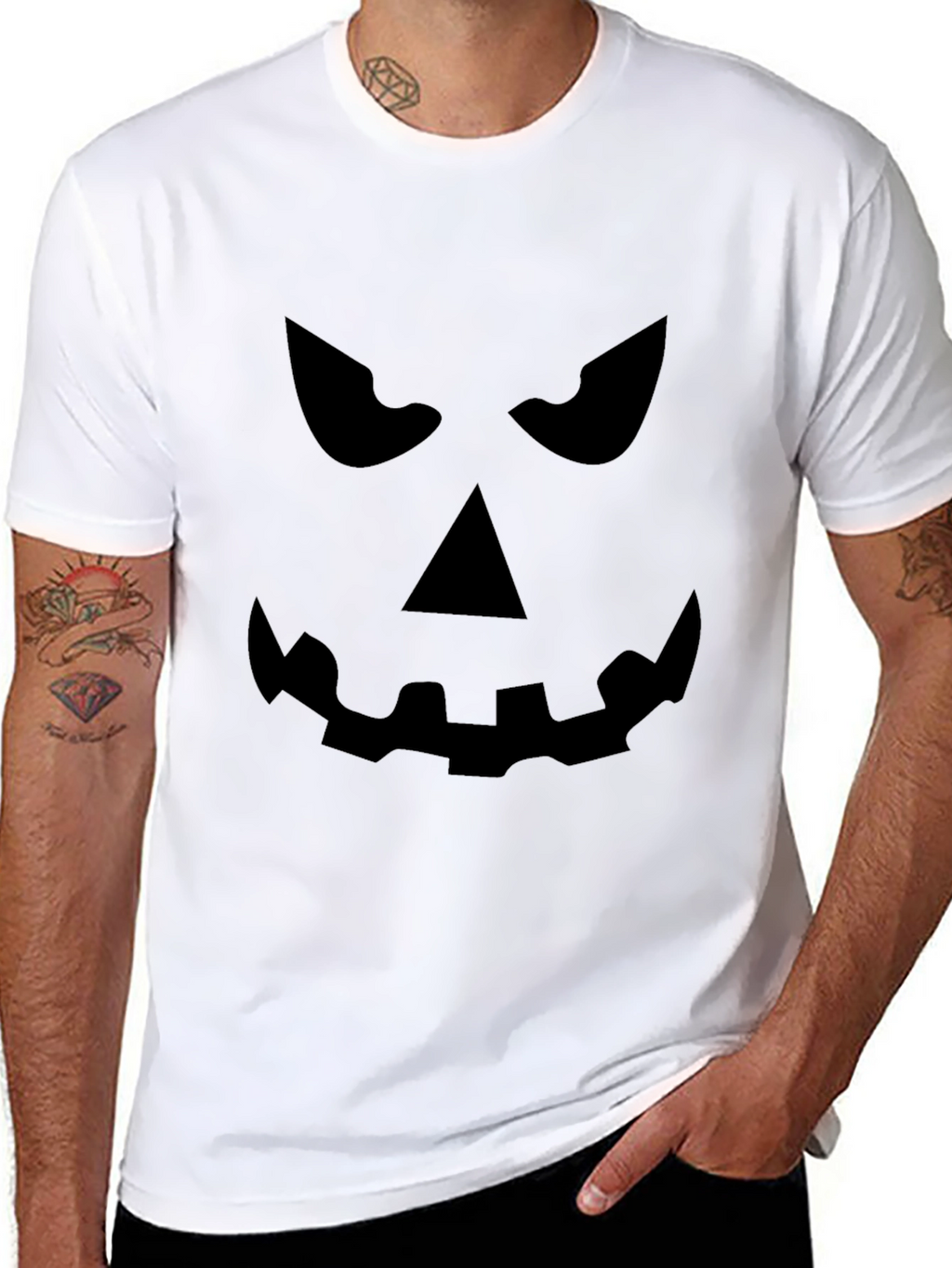 Spooky Pumpkin Face Black T-Shirt - Halloween Ready