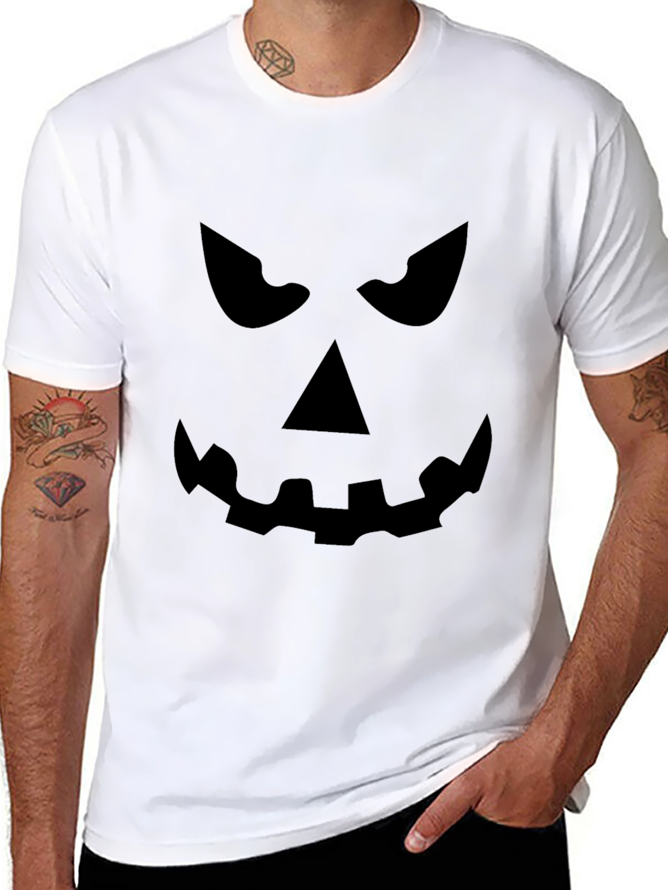 Spooky Pumpkin Face Black T-Shirt - Halloween Ready