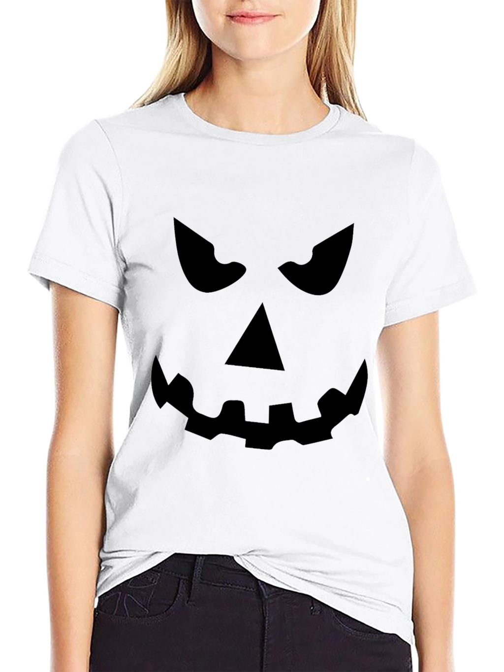 Spooky Pumpkin Face Black T-Shirt - Halloween Ready